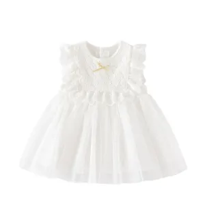 0-12M Baby Girls Lace Mesh Ruffled Dress Wholesale Baby Clothing