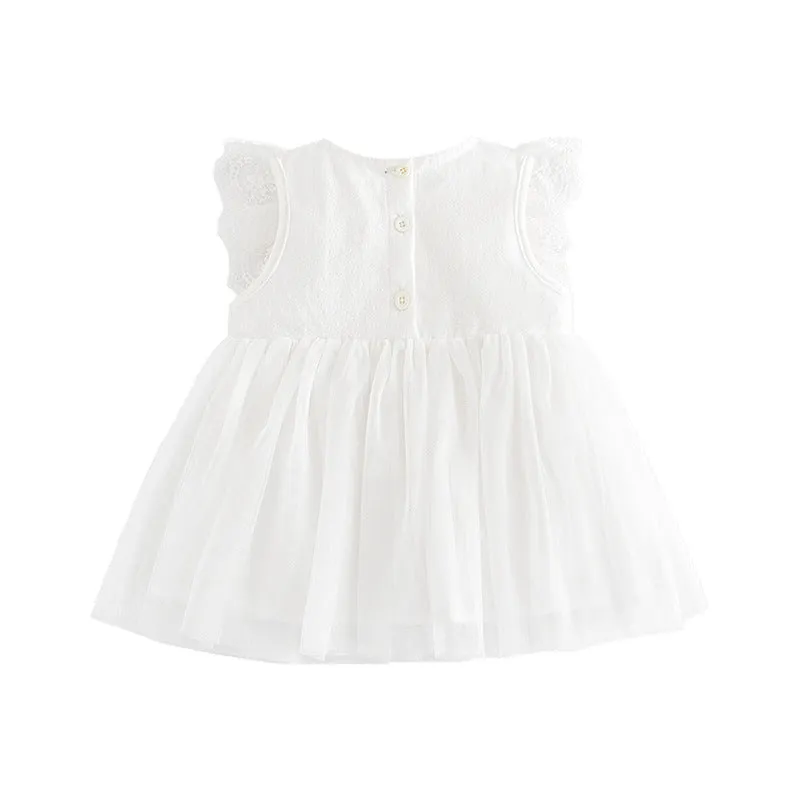 0-12M Baby Girls Lace Mesh Ruffled Dress Wholesale Baby Clothing