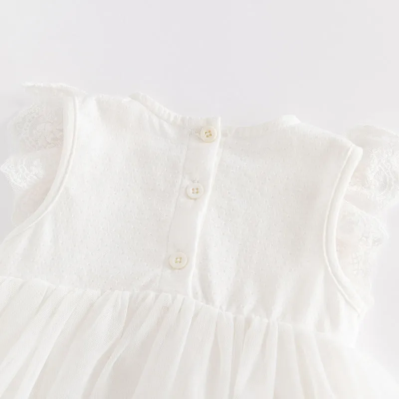 0-12M Baby Girls Lace Mesh Ruffled Dress Wholesale Baby Clothing