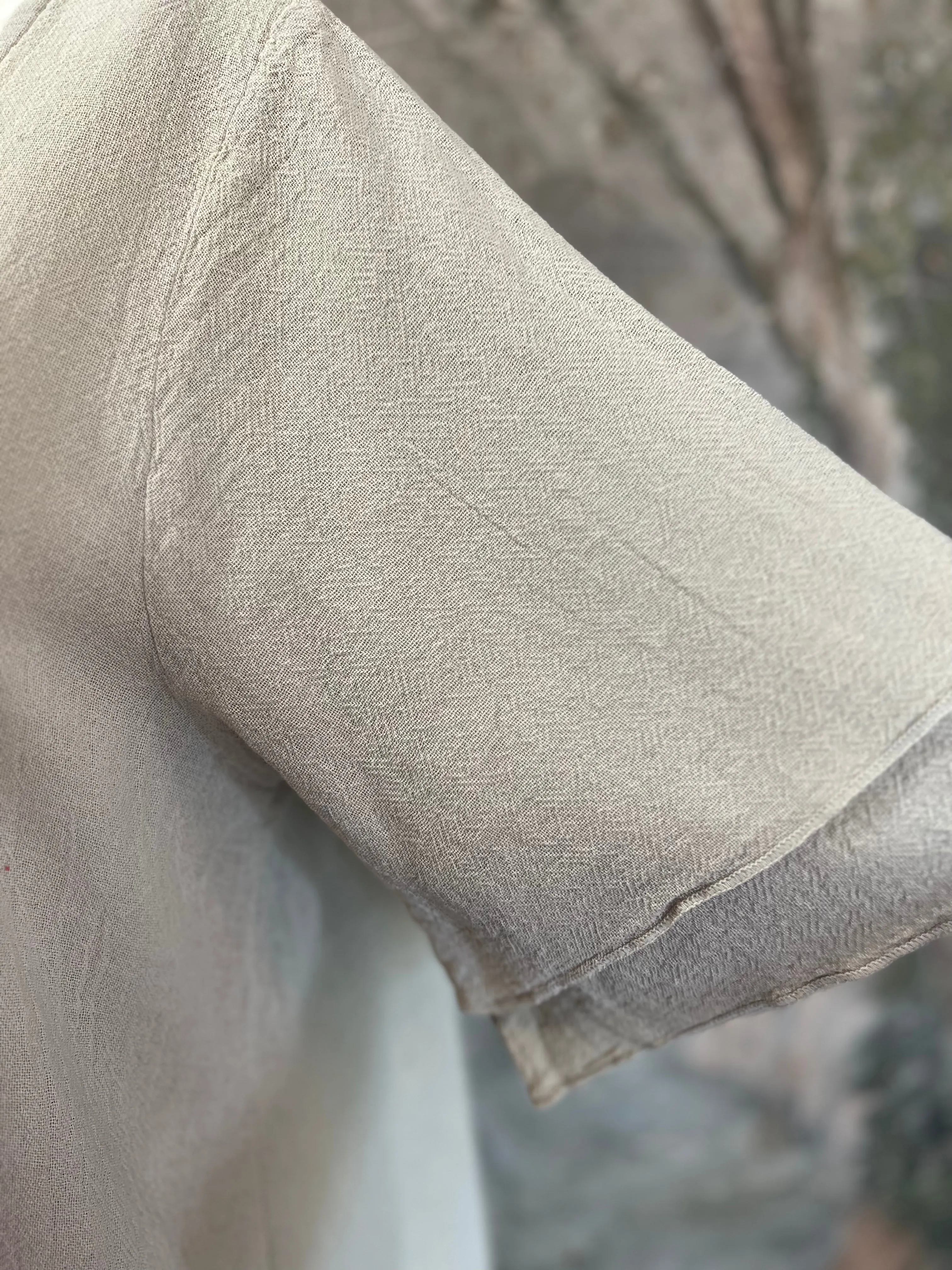 014 French Gauze 2 Pocket Dress-Sand