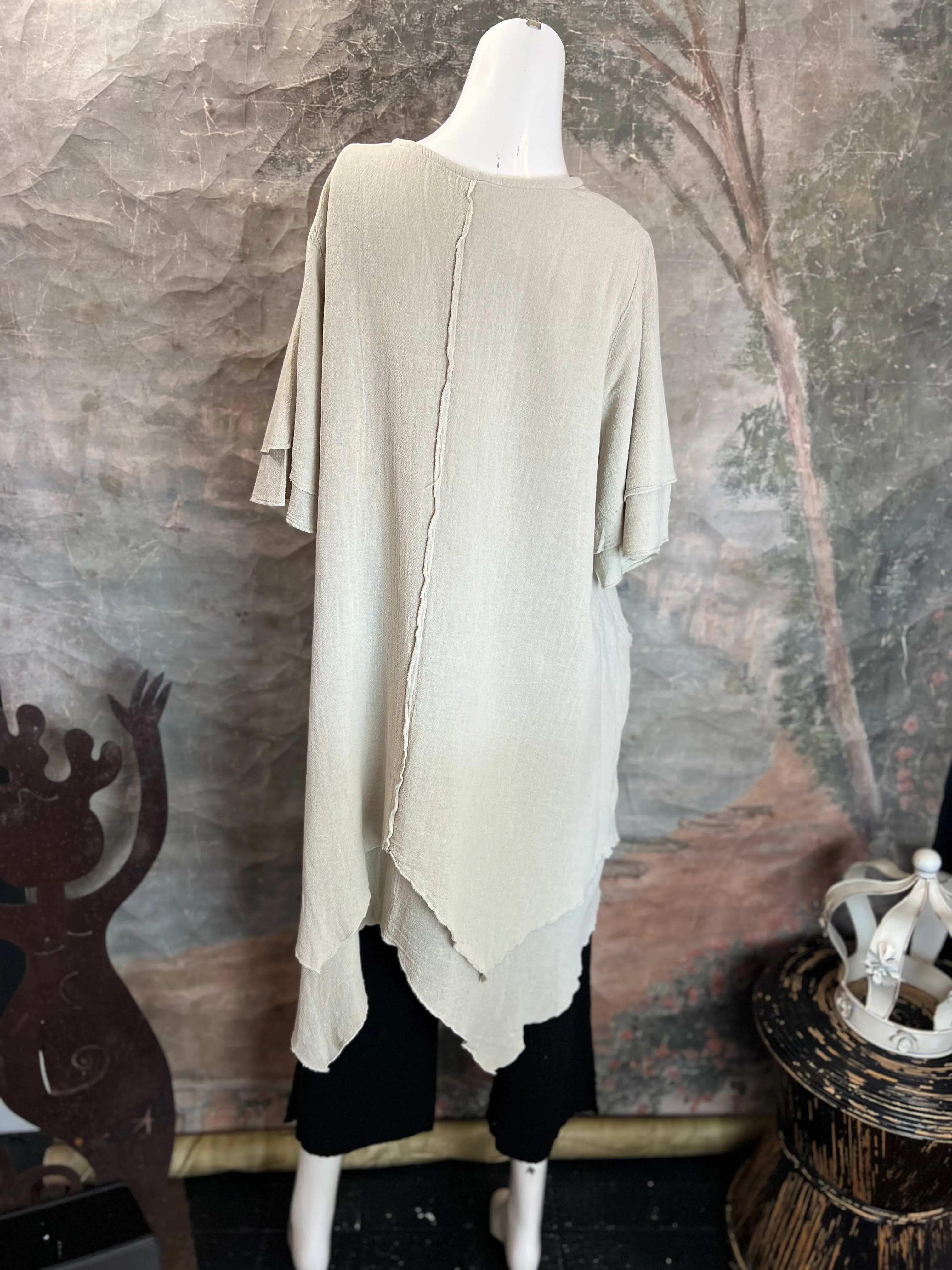 014 French Gauze 2 Pocket Dress-Sand