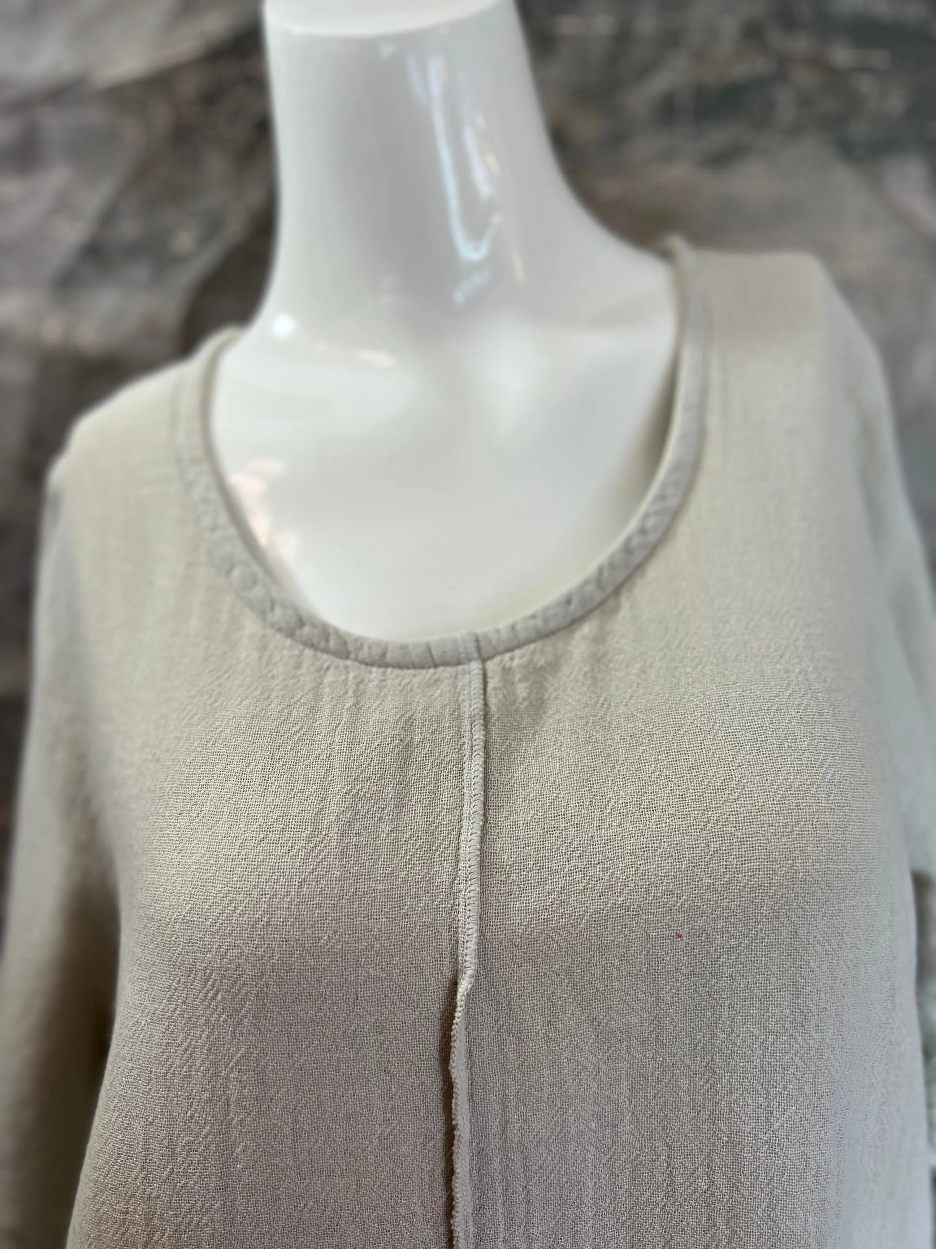 014 French Gauze 2 Pocket Dress-Sand