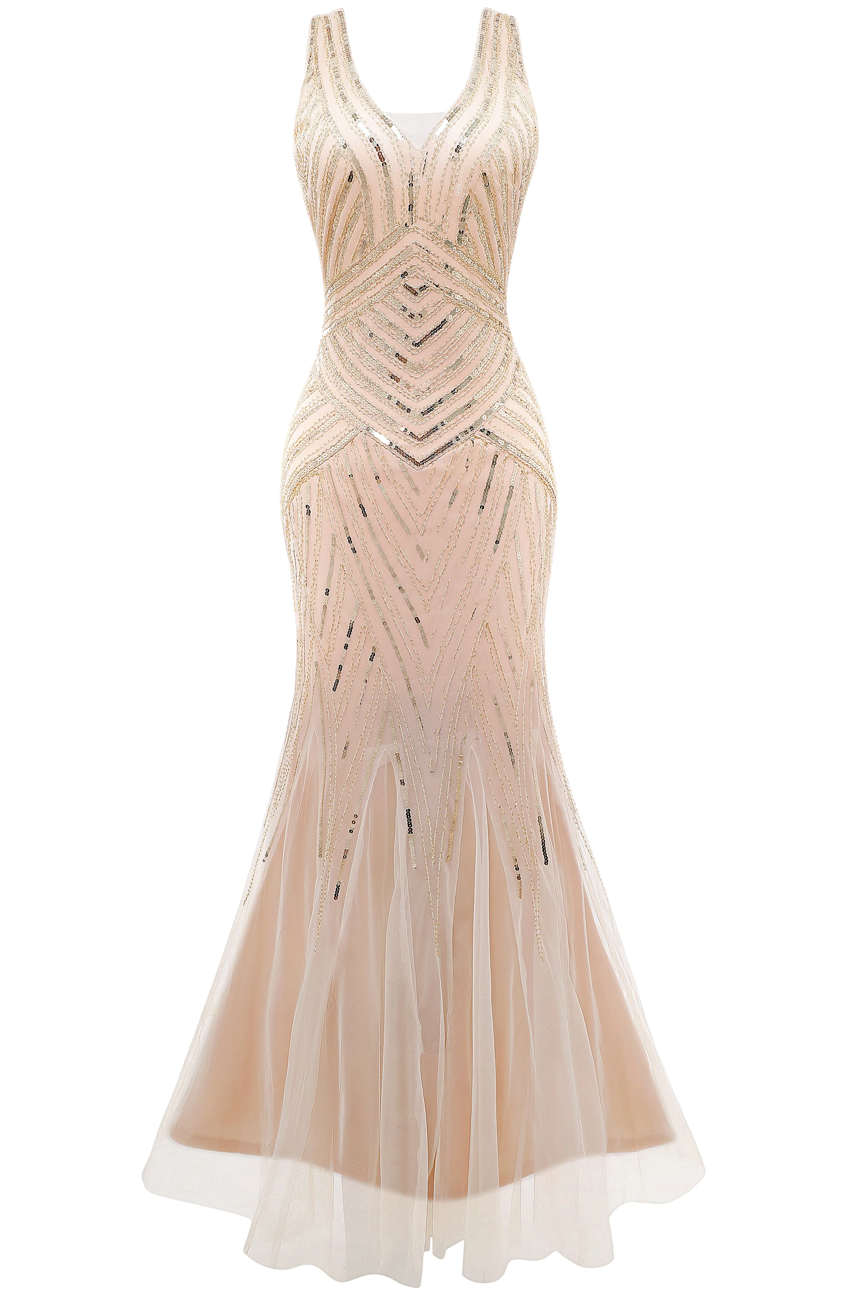 1920s Bodycon Sequin Mermaid Maxi Dress