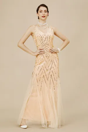 1920s Bodycon Sequin Mermaid Maxi Dress