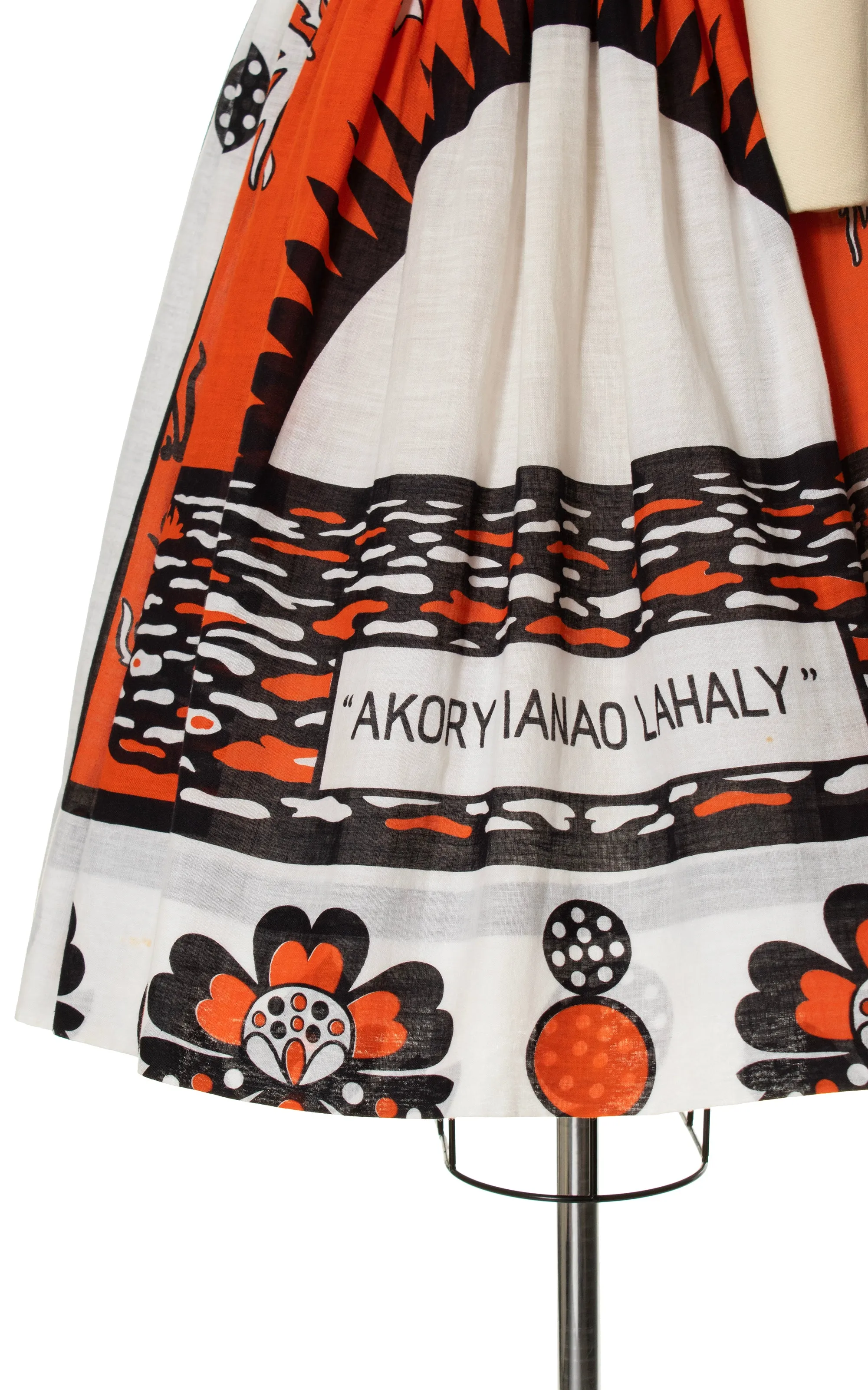1950s African Novelty Print Cotton Sundress | x-small