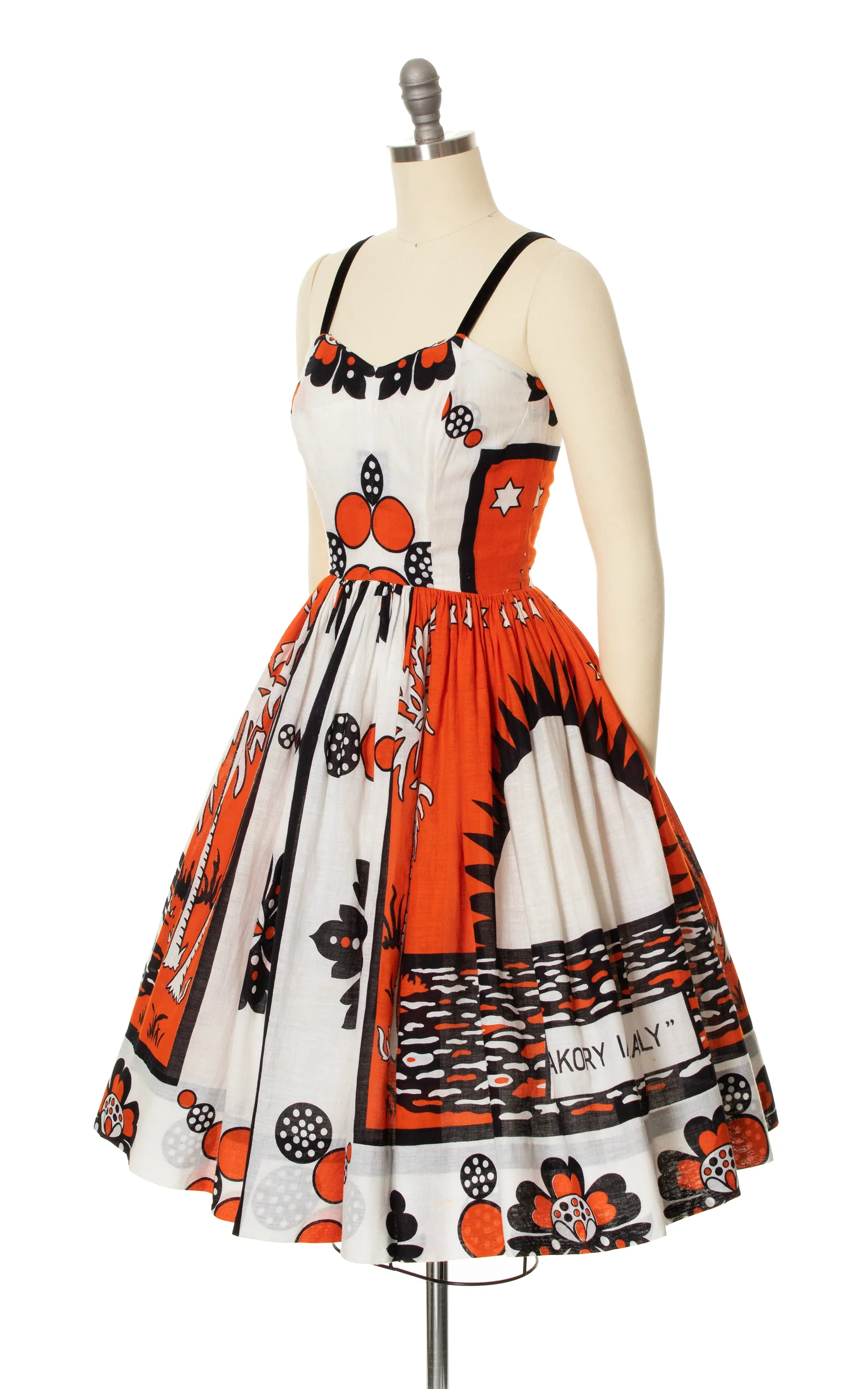 1950s African Novelty Print Cotton Sundress | x-small
