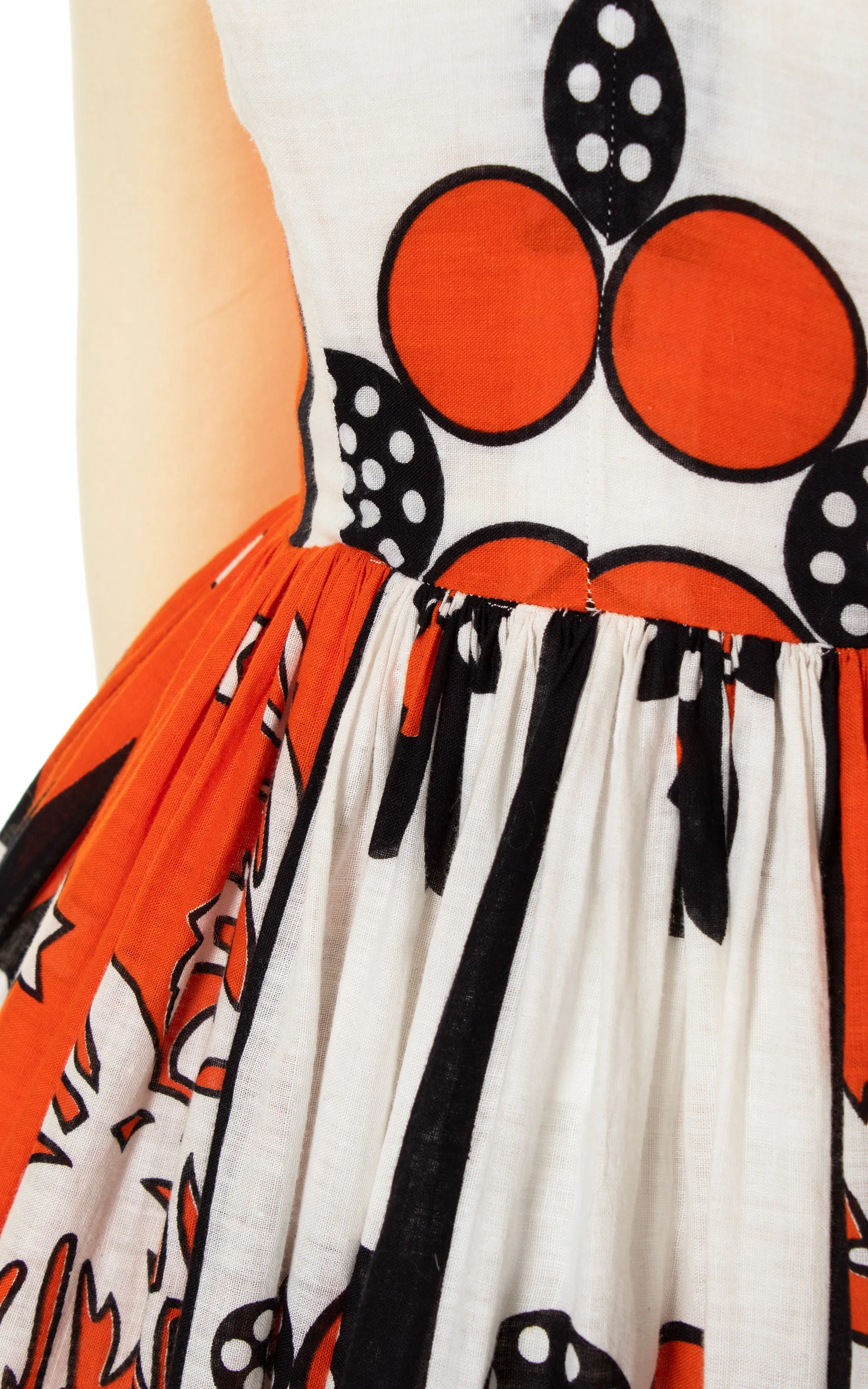 1950s African Novelty Print Cotton Sundress | x-small