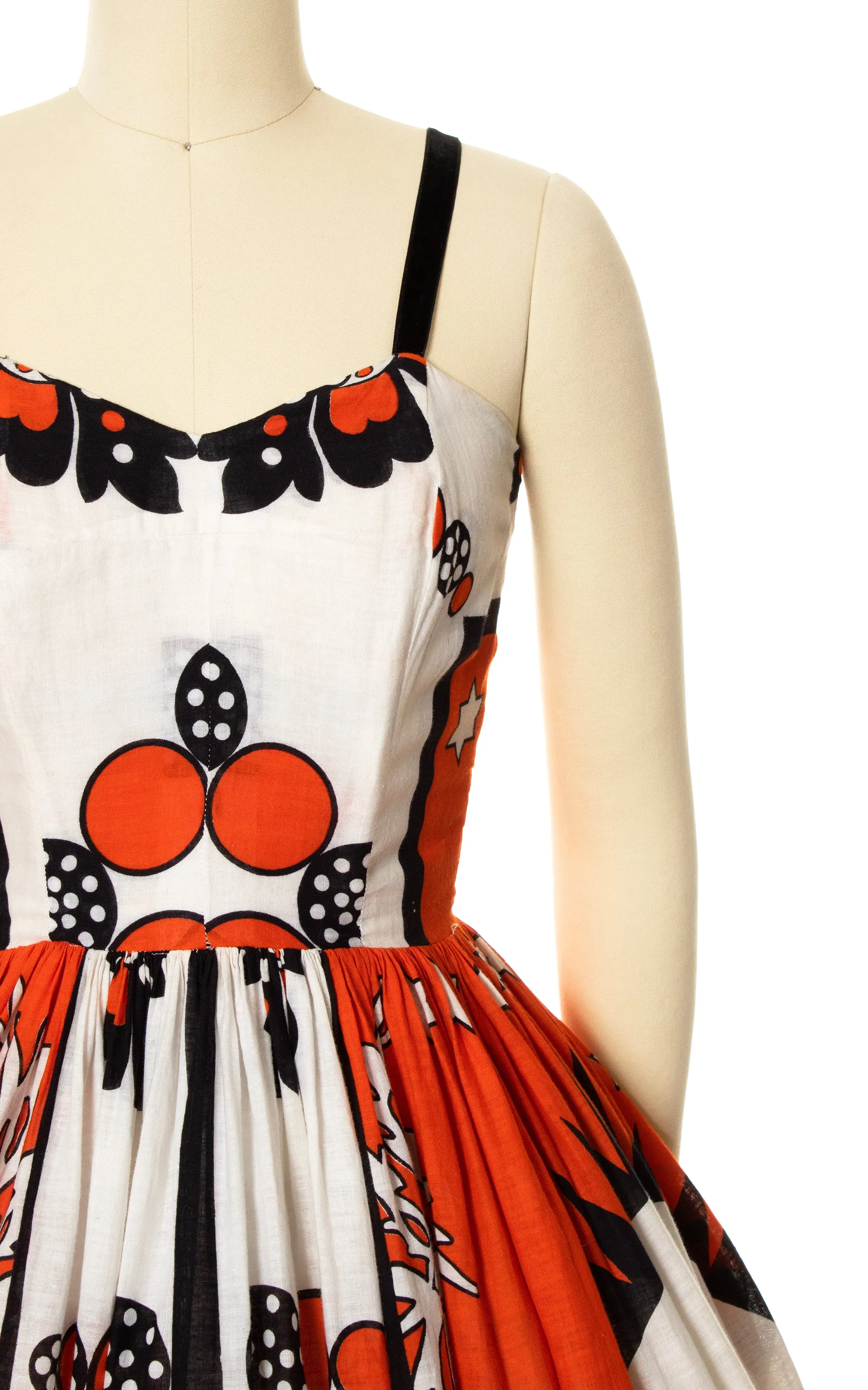1950s African Novelty Print Cotton Sundress | x-small