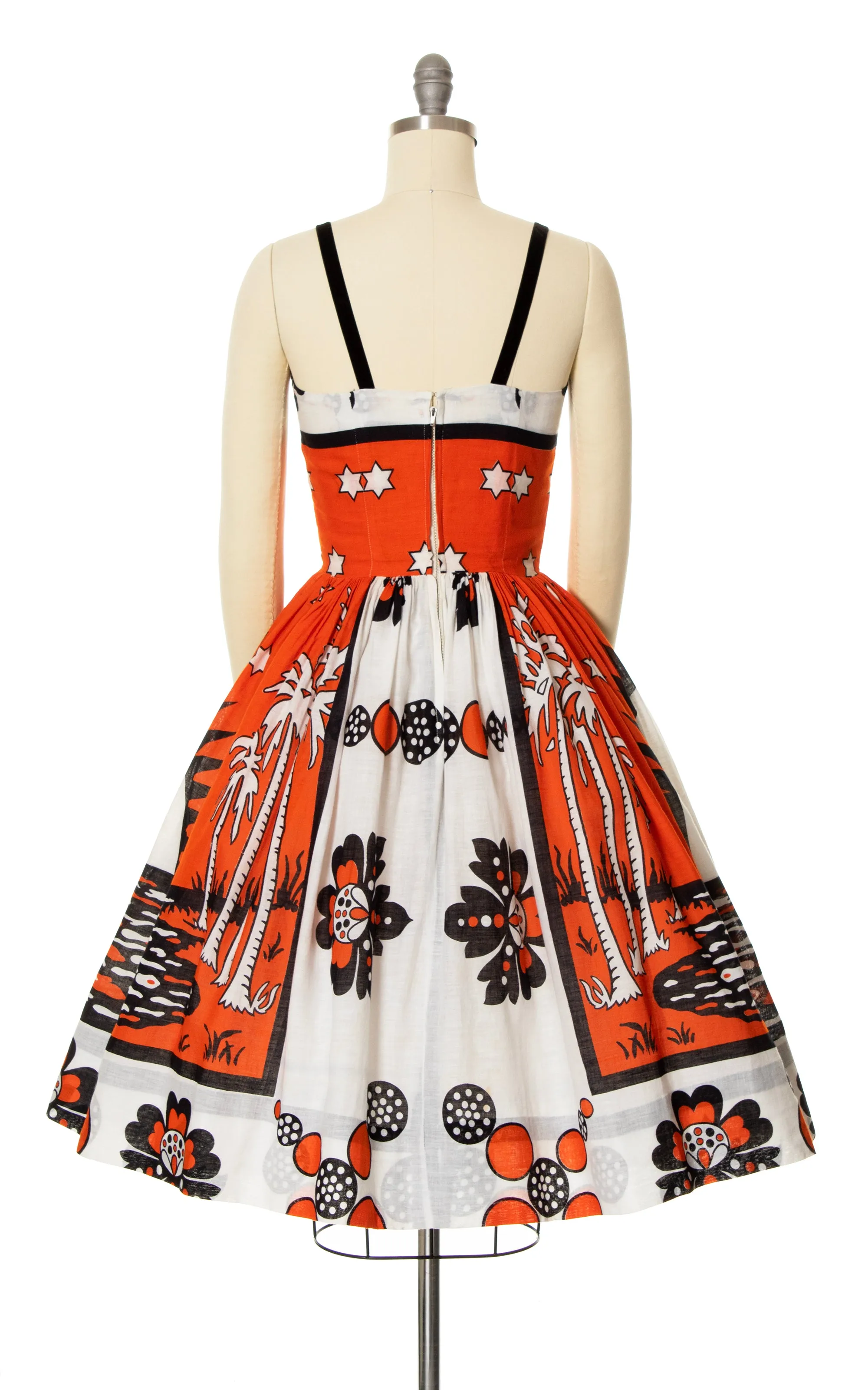 1950s African Novelty Print Cotton Sundress | x-small