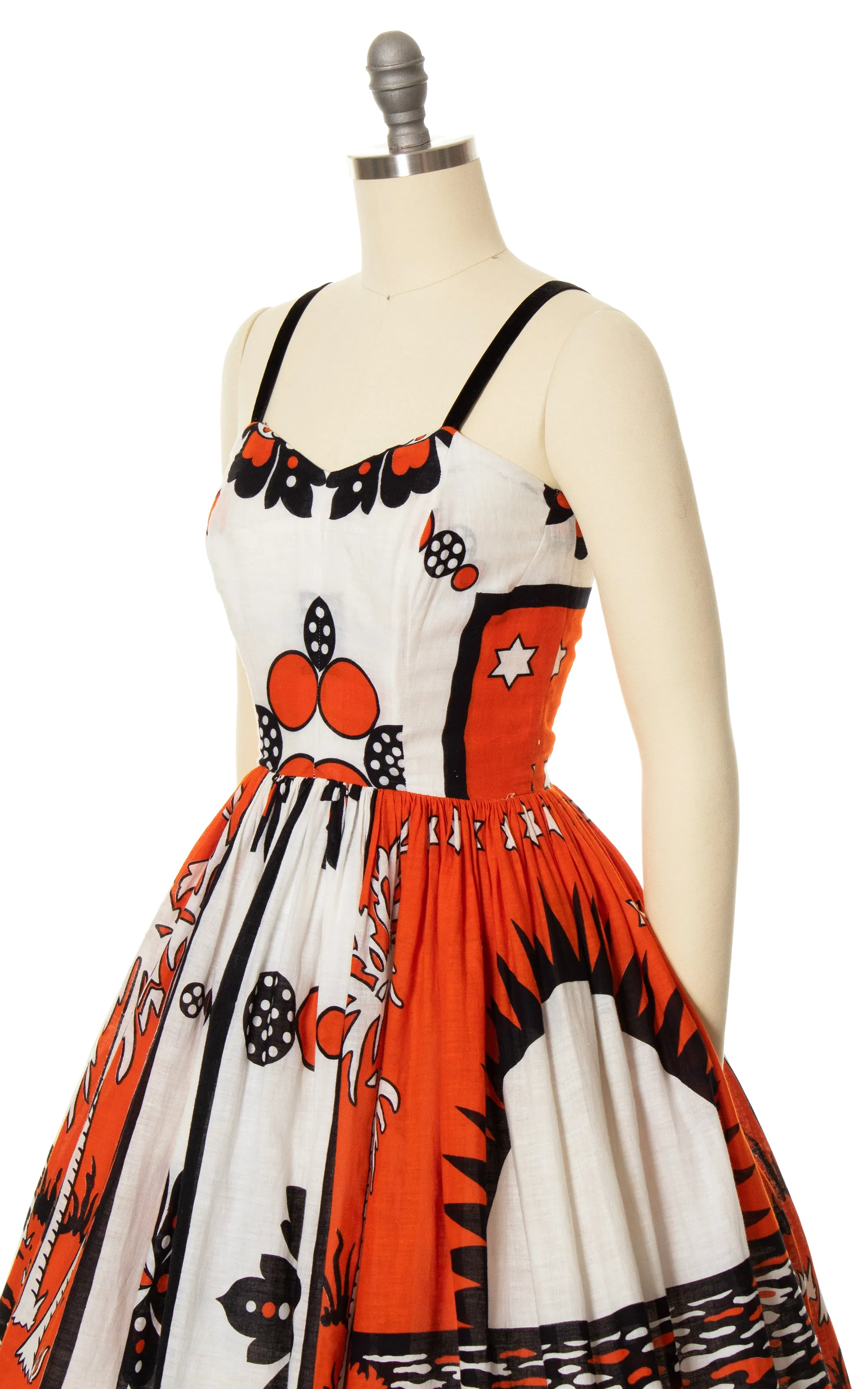 1950s African Novelty Print Cotton Sundress | x-small