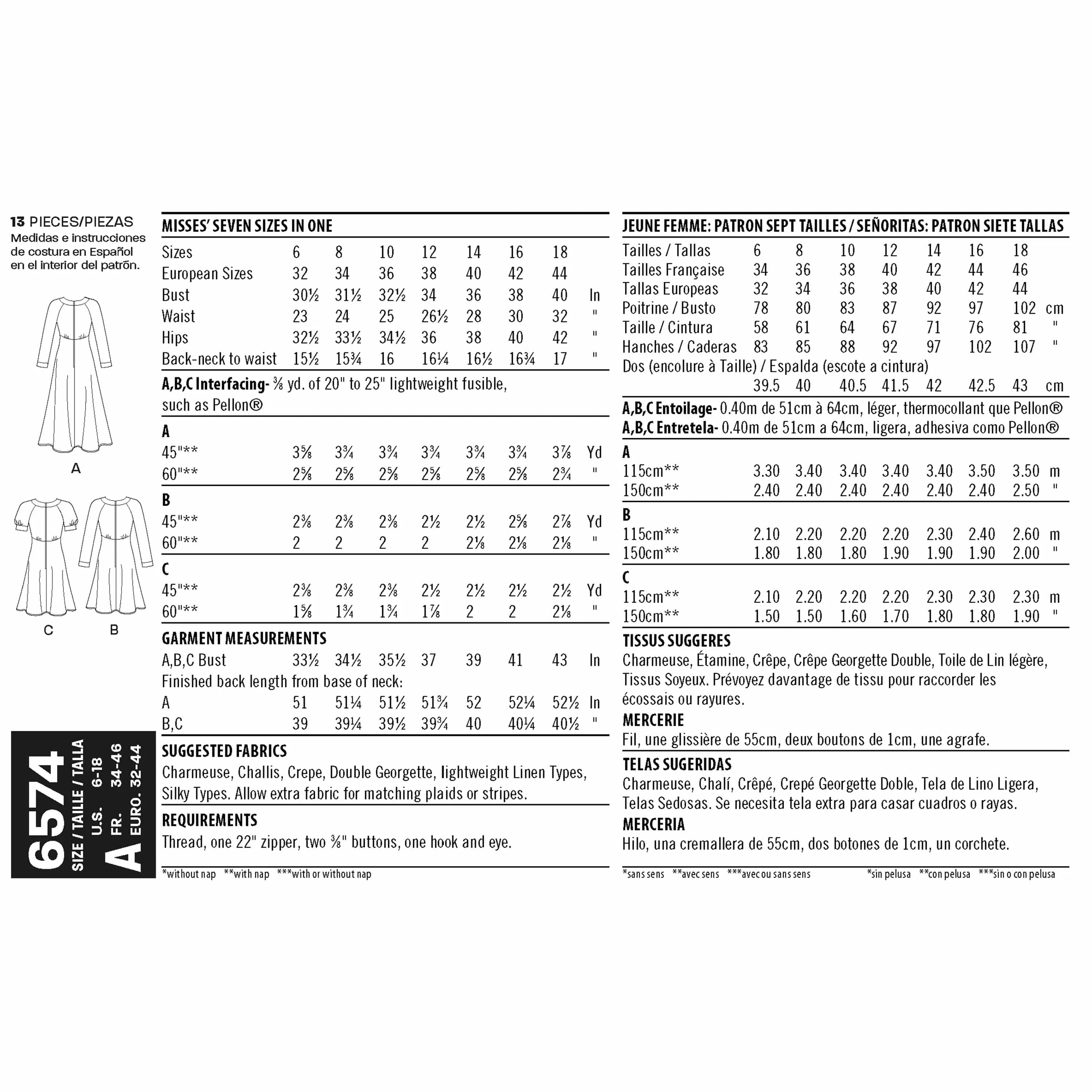 6574 New Look Pattern 6574 Misses' Dresses