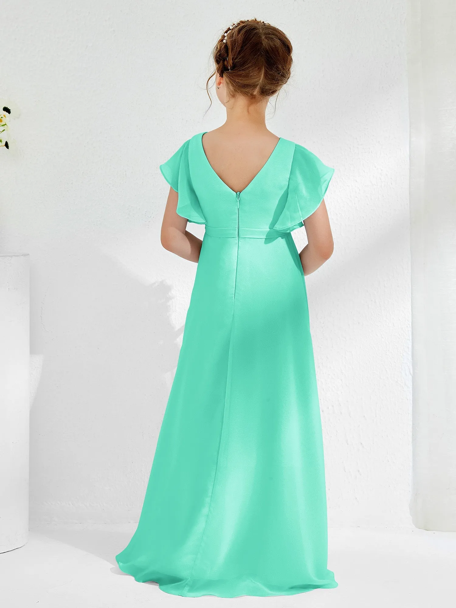 A-line Flutter Sleeves Junior Bridesmaid Dresses Spa