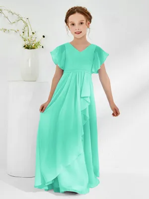 A-line Flutter Sleeves Junior Bridesmaid Dresses Spa