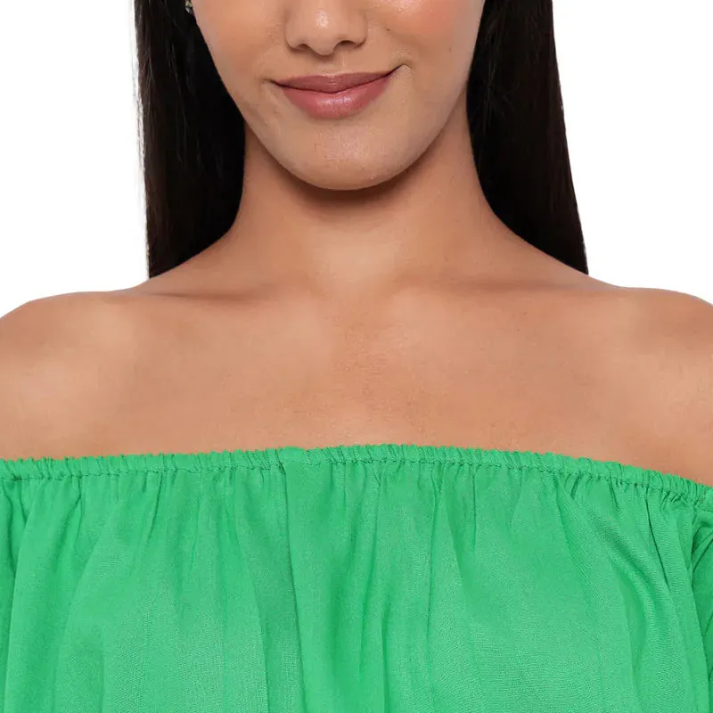 Aawari Rayon Two Piece Prom Dress For Girls and Women Green-AM083-Green