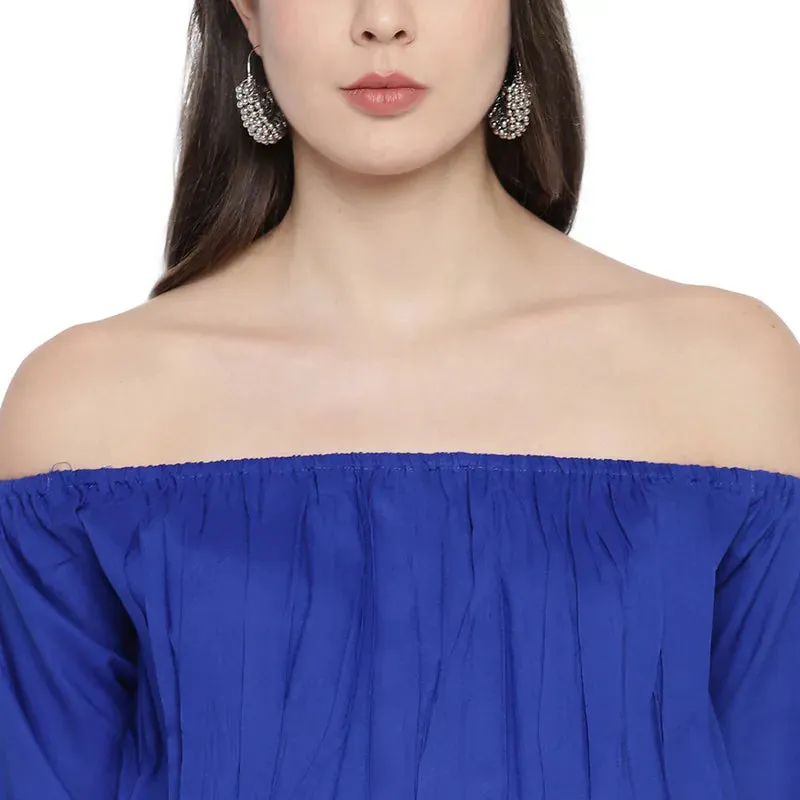 Aawari Rayon Two Piece Prom Dress For Girls and Women Royal Blue-AM083-Royal Blue