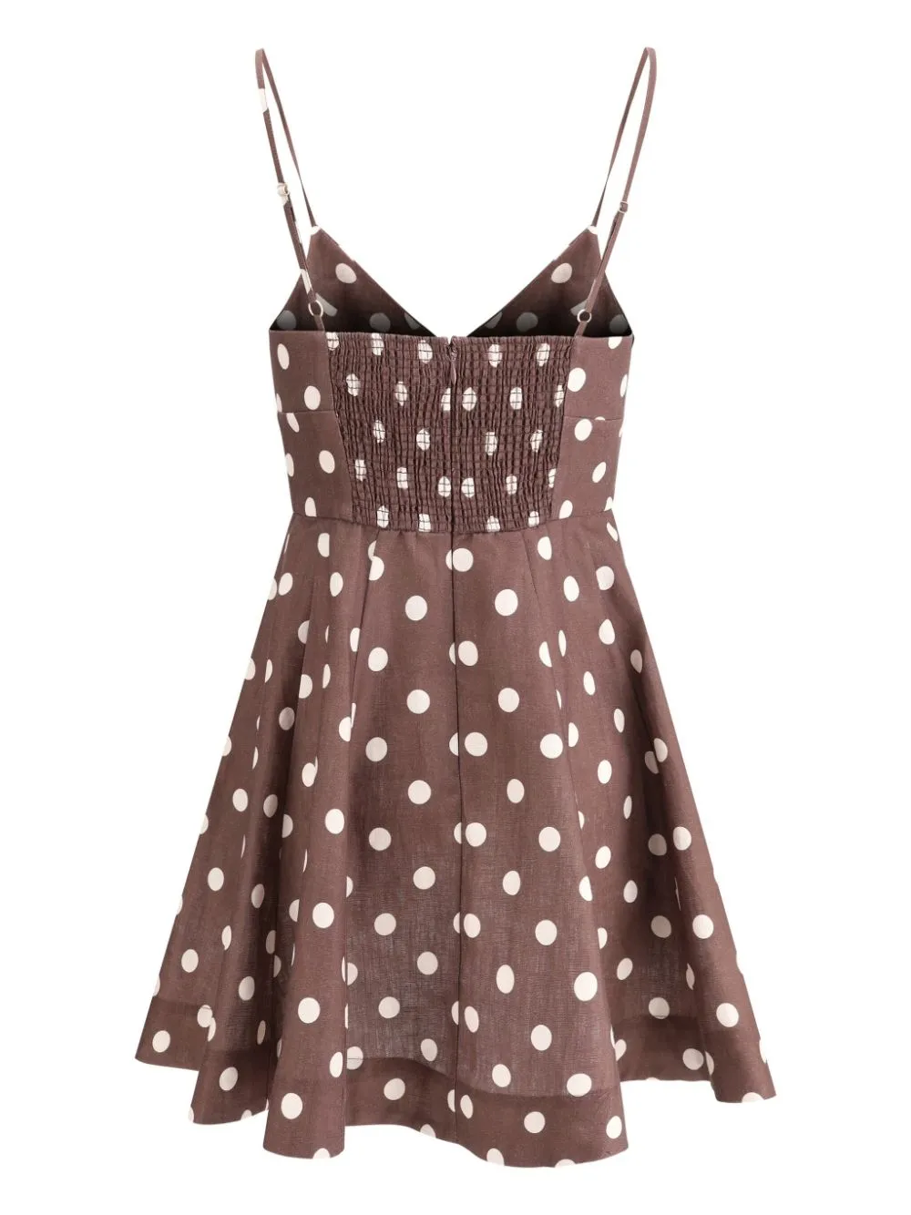 Acacia Fit and Flare Mini Dress in Tan/Cream Dot