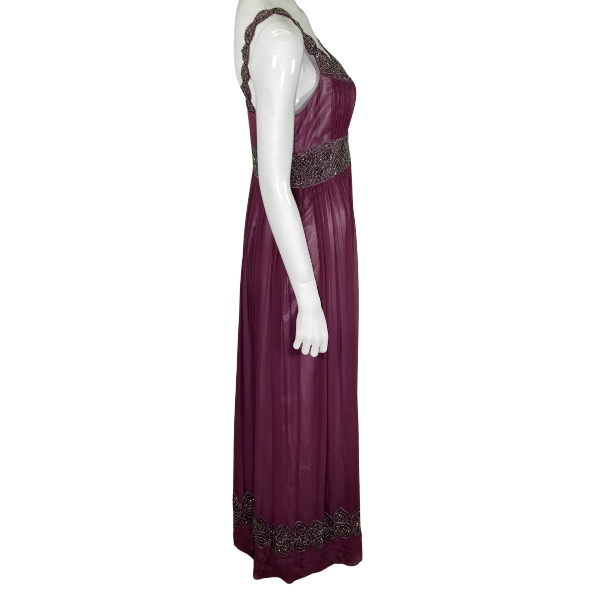 Adrianna Papell Purple Beaded Evening Gown