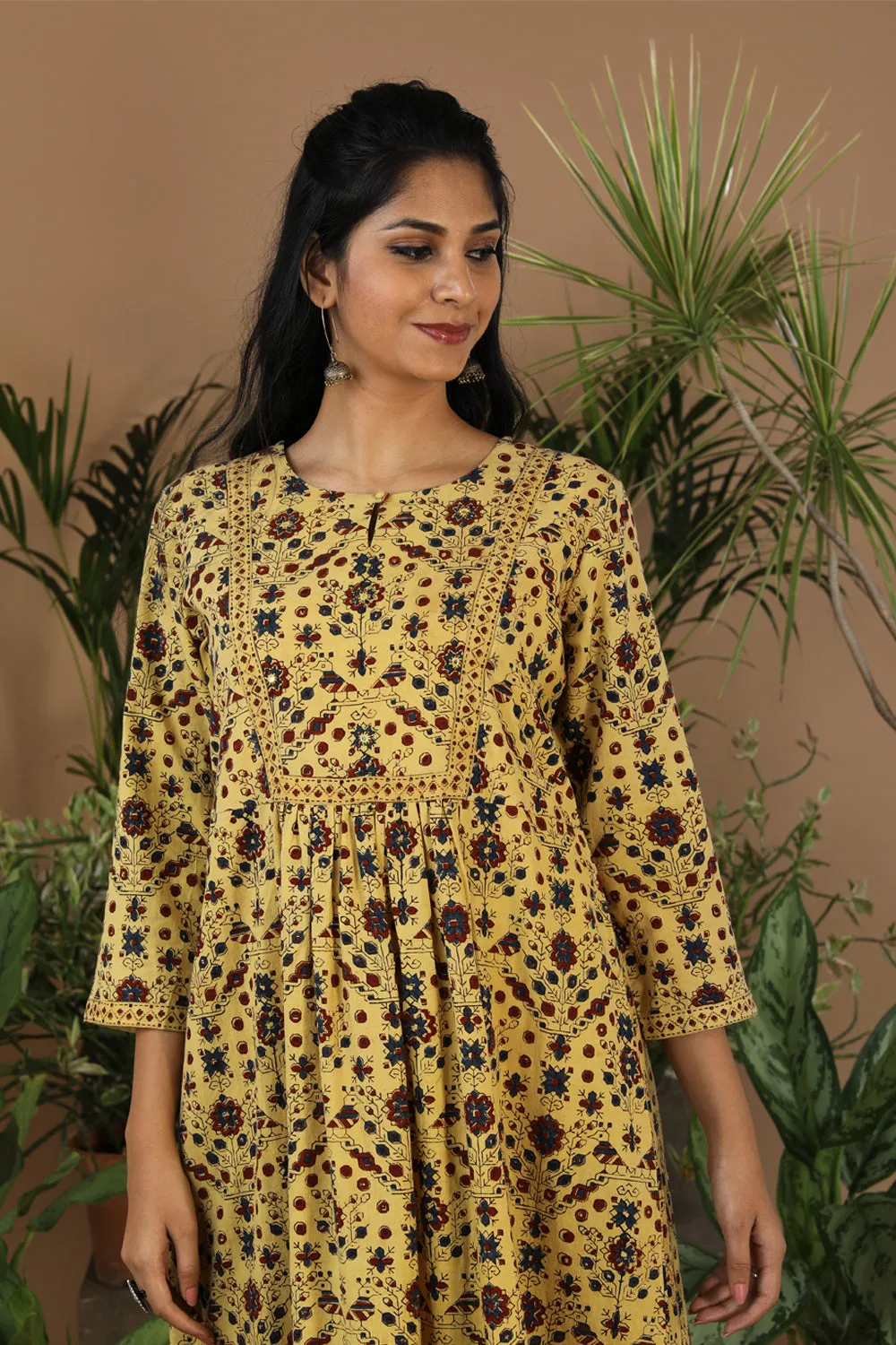 Ajrak handblock printed cotton kurti