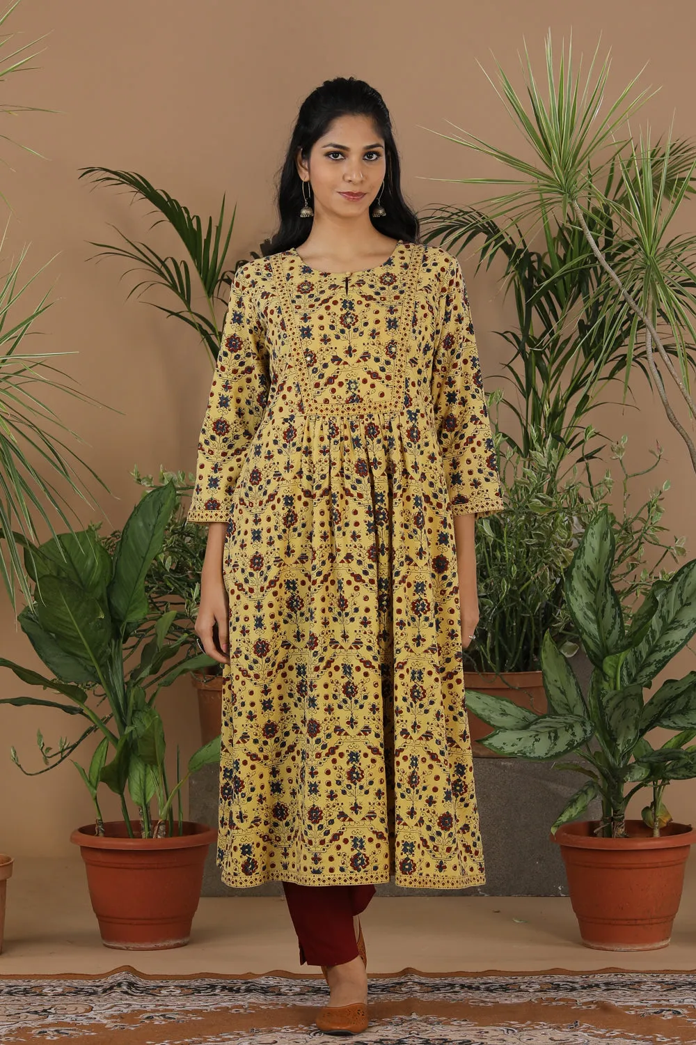 Ajrak handblock printed cotton kurti