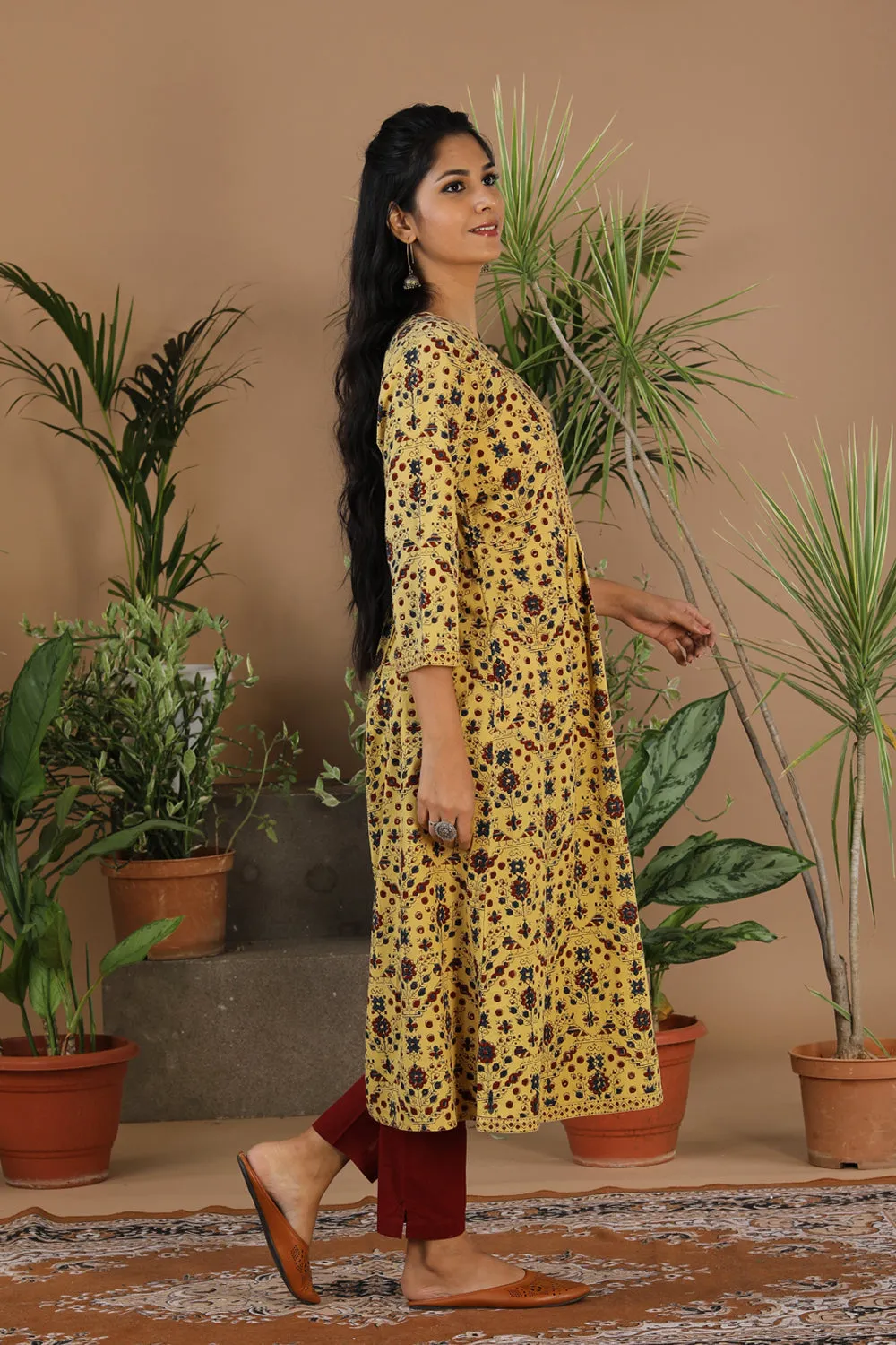 Ajrak handblock printed cotton kurti