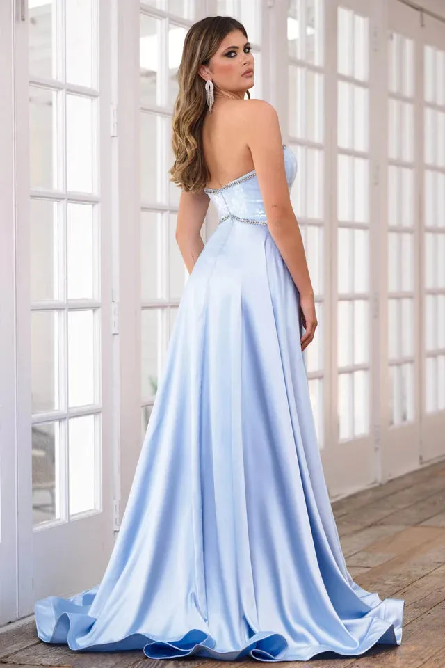 Ava Presley 39236 Long Prom Dress Sweetheart Neckline Beaded Detail Satin Formal Pageant  Gown