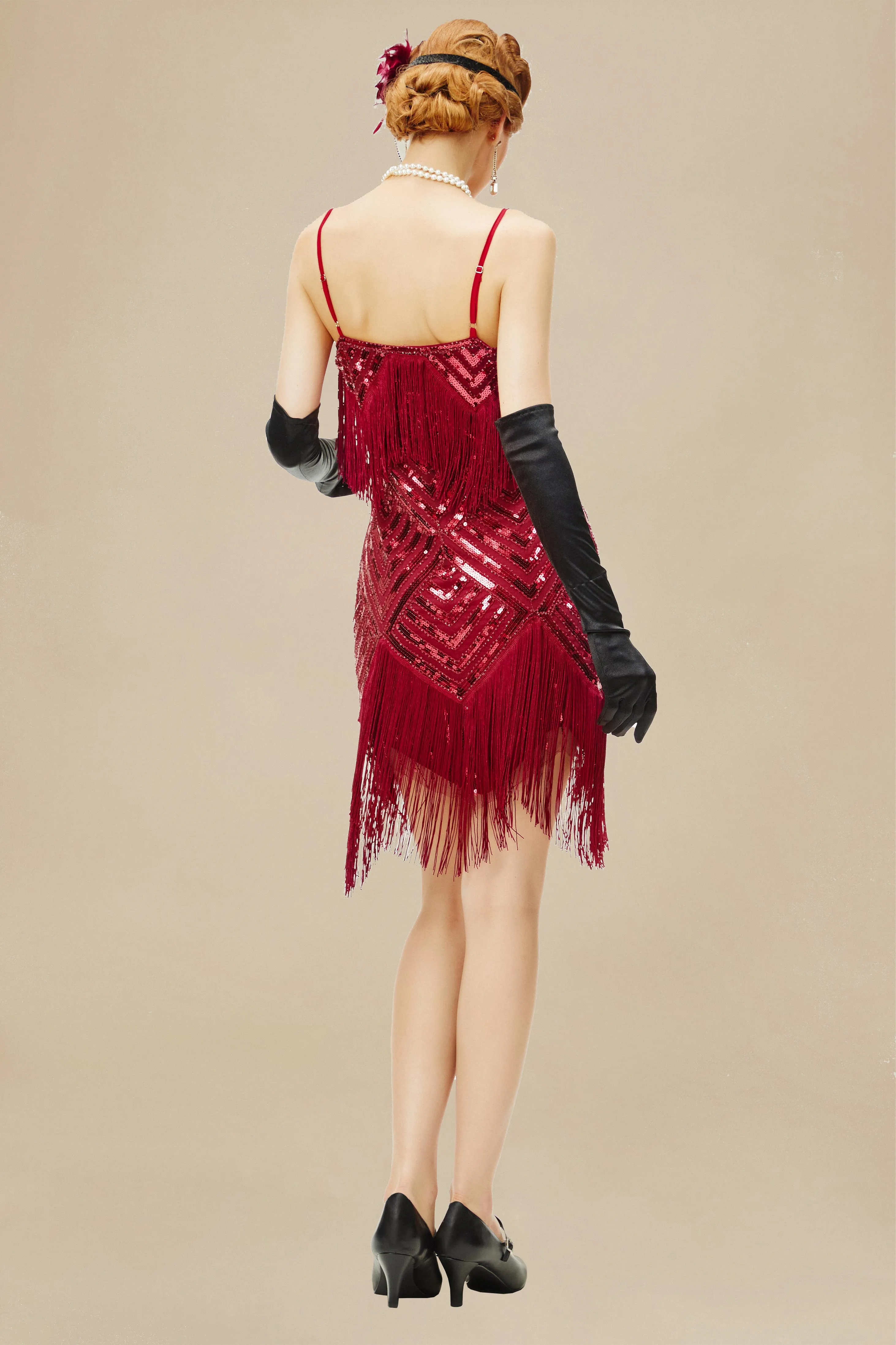 Beaded Sequin V-Neck Mini Dress