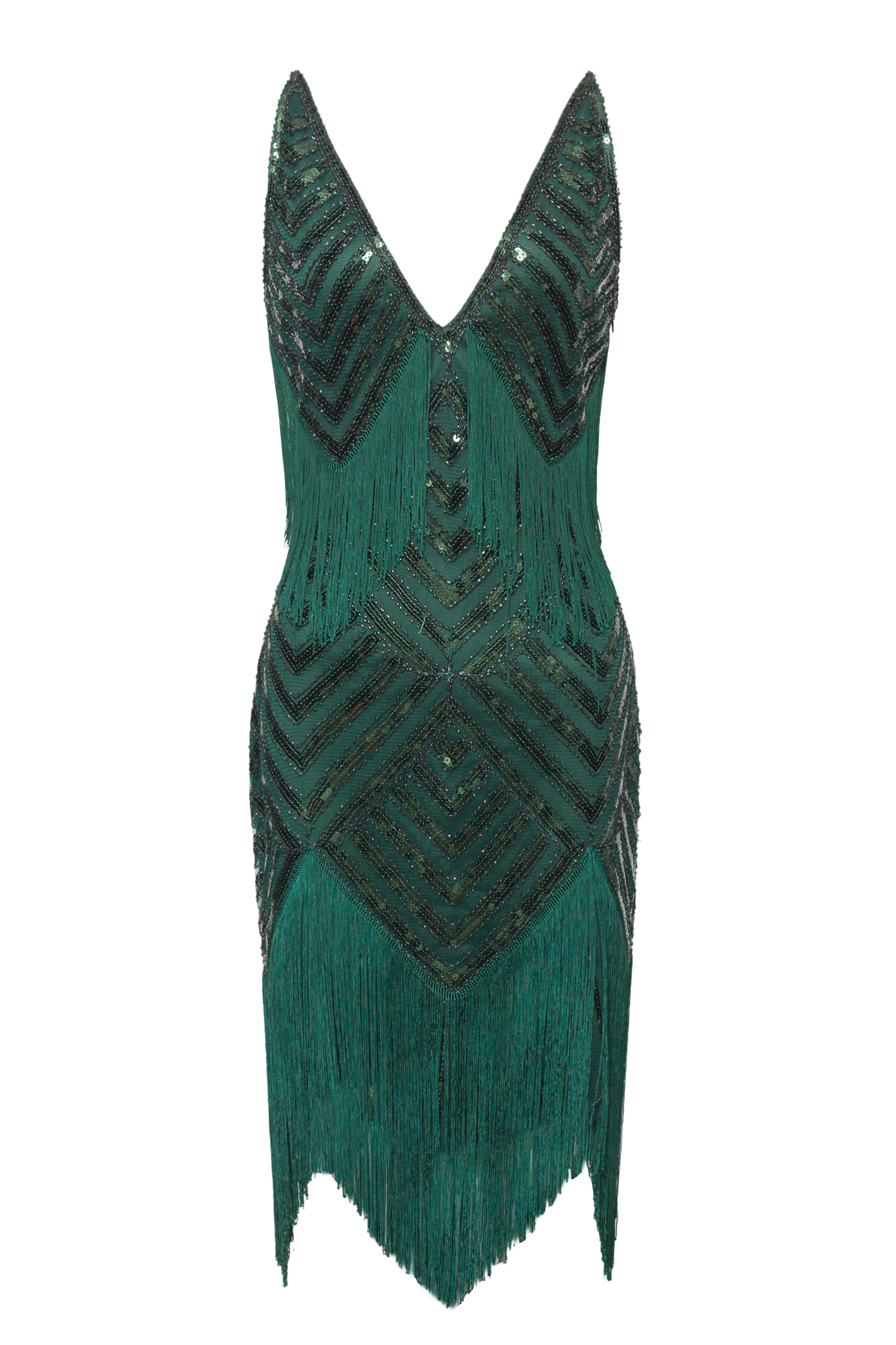 Beaded Sequin V-Neck Mini Dress