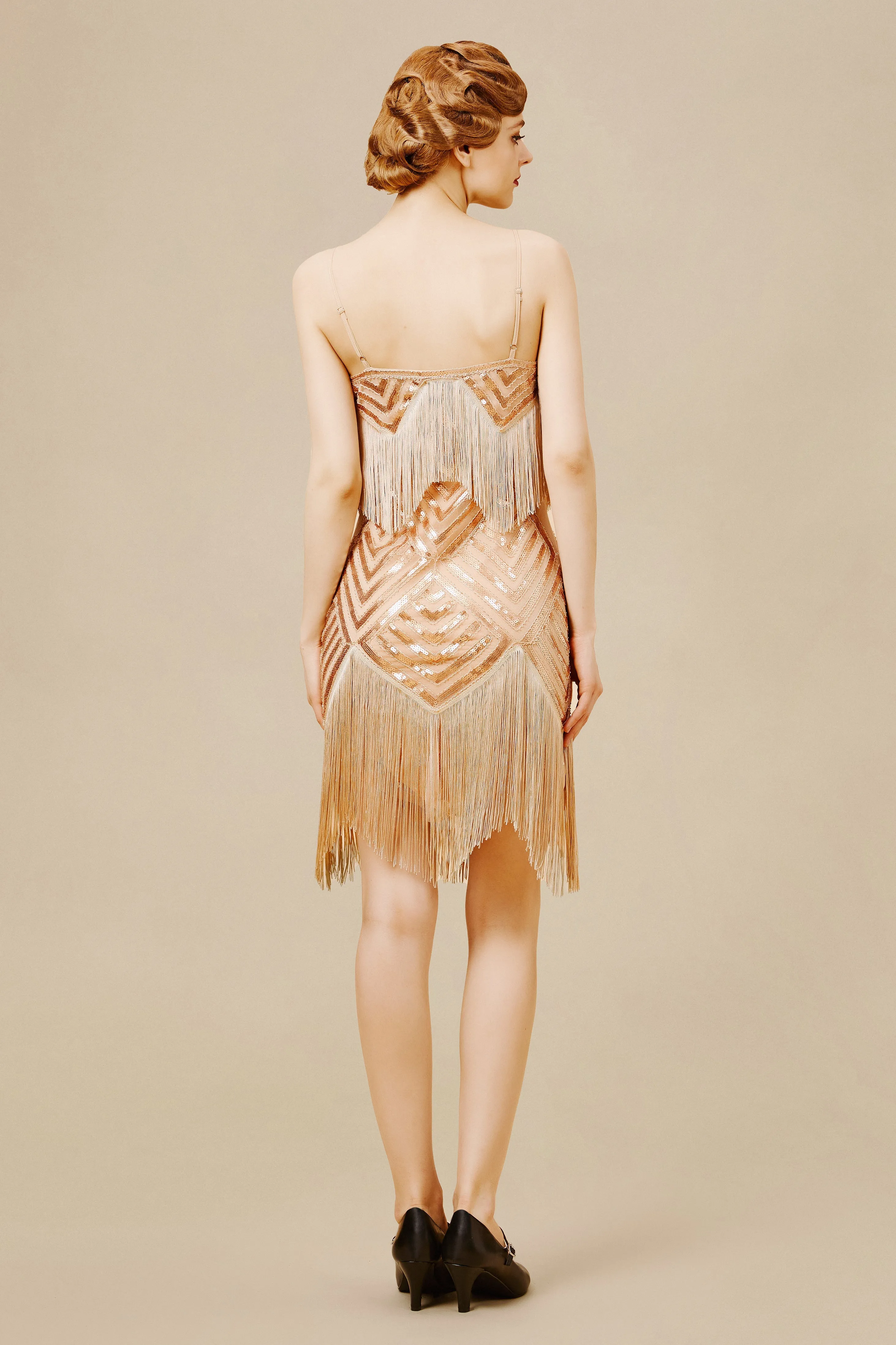 Beaded Sequin V-Neck Slip Dress