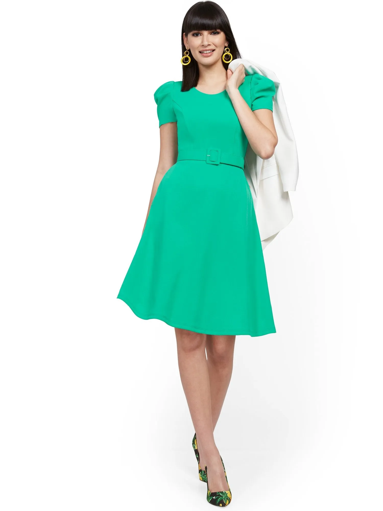 Belted Fit and Flare Dress - Magic Crepe®