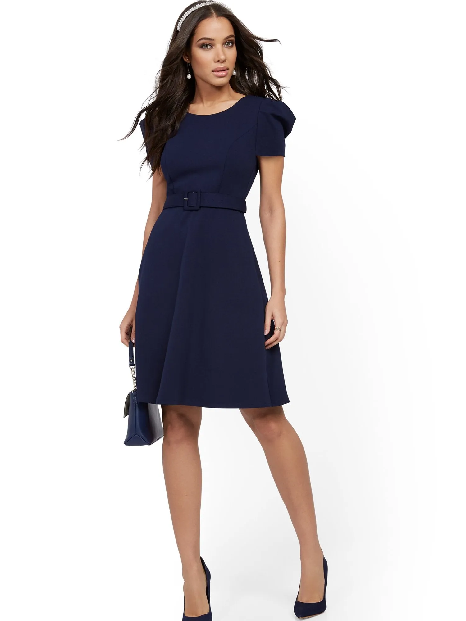 Belted Fit and Flare Dress - Magic Crepe®