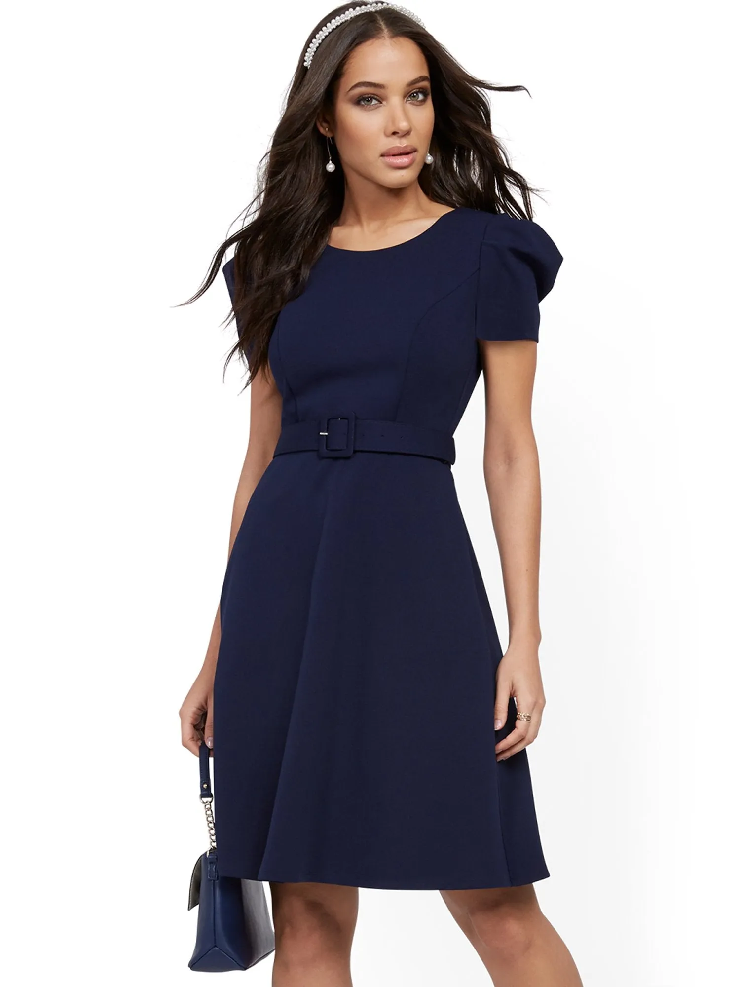 Belted Fit and Flare Dress - Magic Crepe®