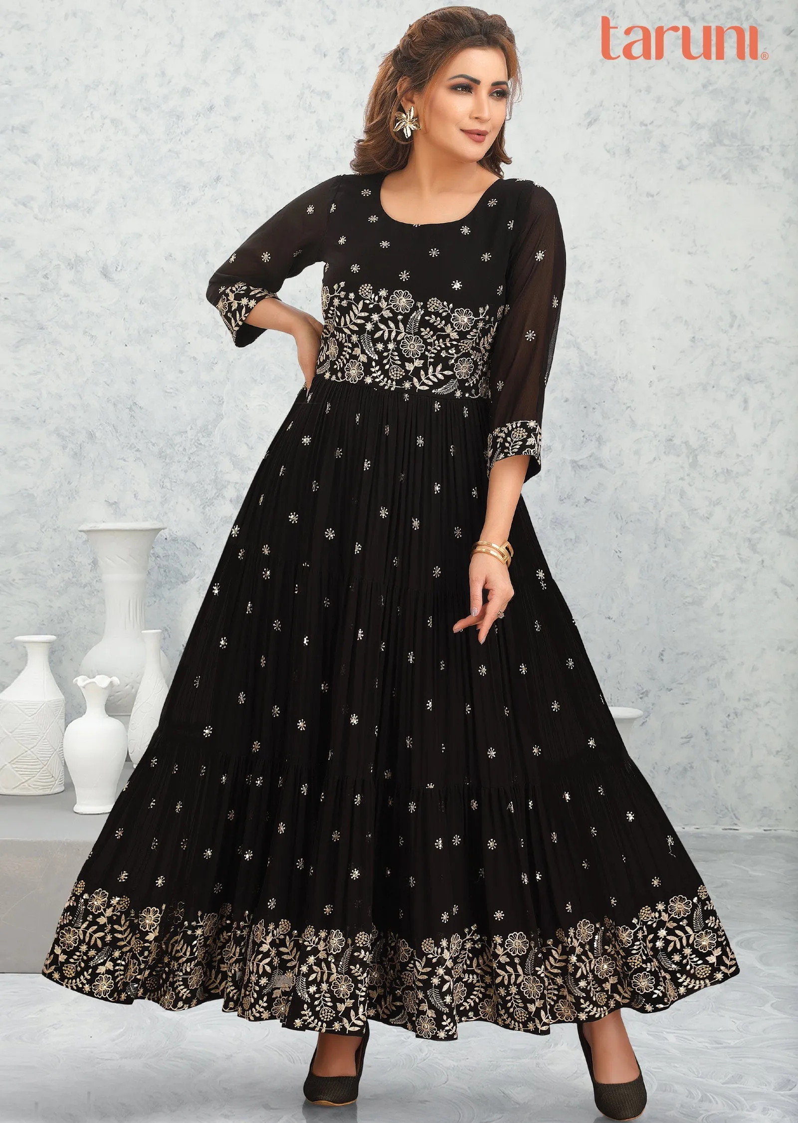 Black Georgette Kurti Full length