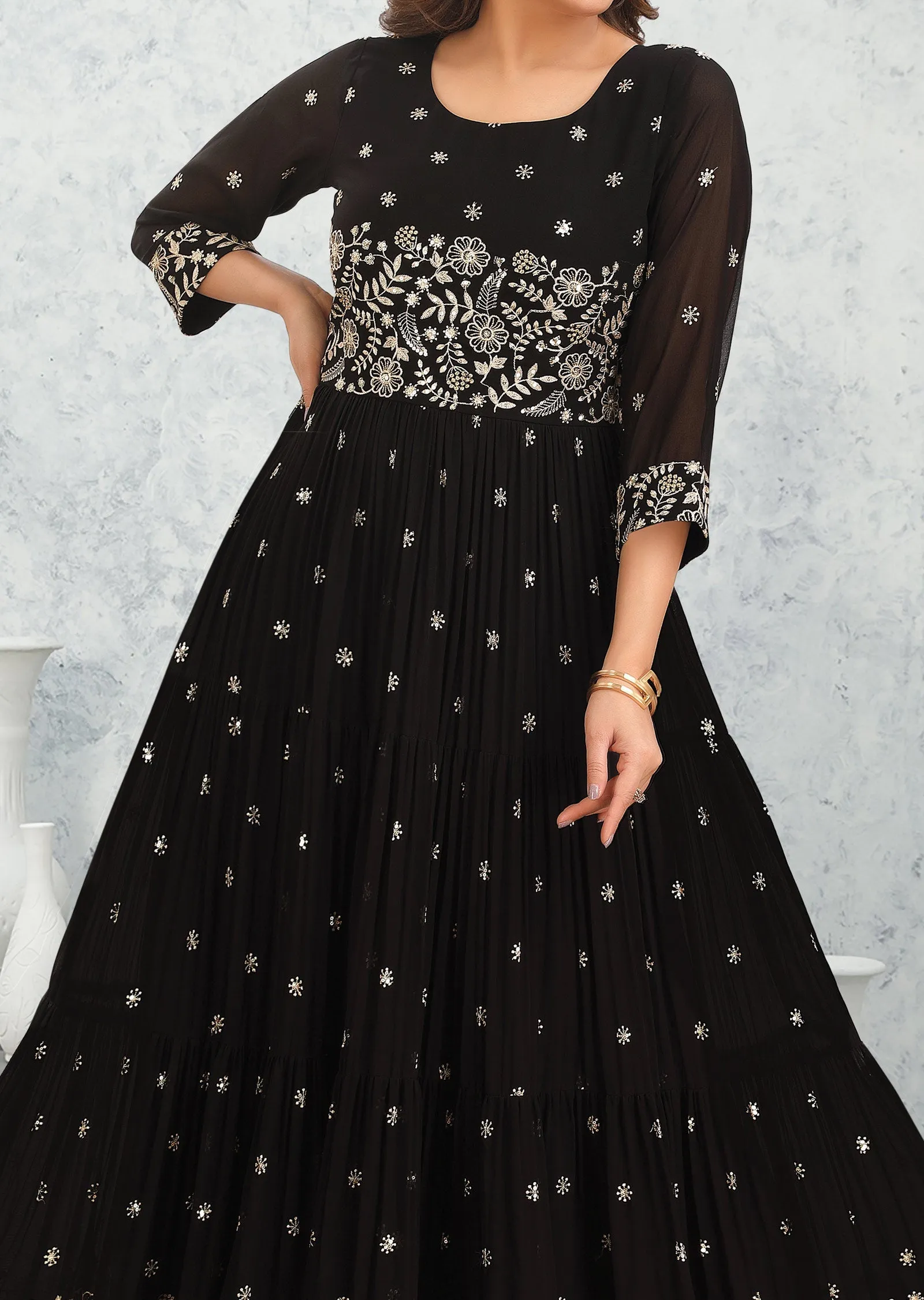 Black Georgette Kurti Full length