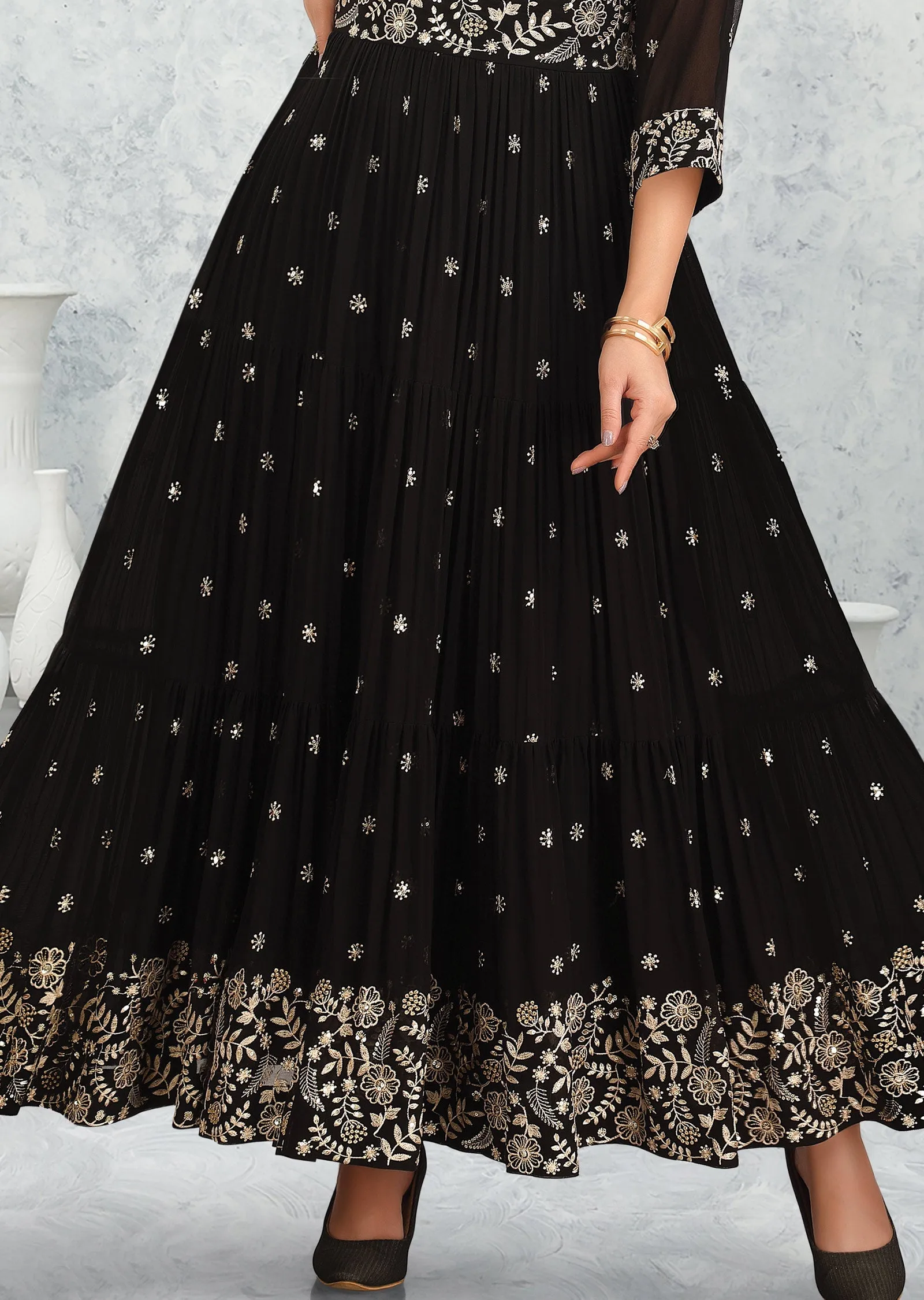 Black Georgette Kurti Full length