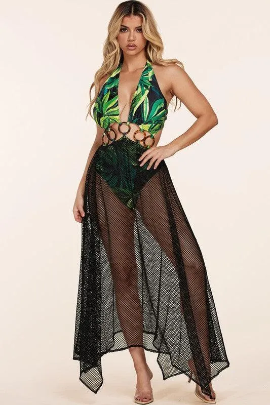 BODYSUIT MESH MAXI BEACH DRESS