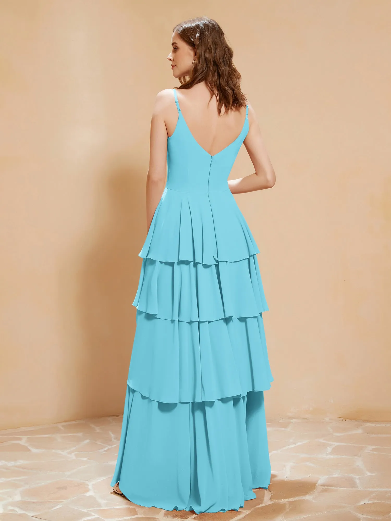 Boho V-neck Floor-length Dress Flowy Ruffles Pool Plus Size