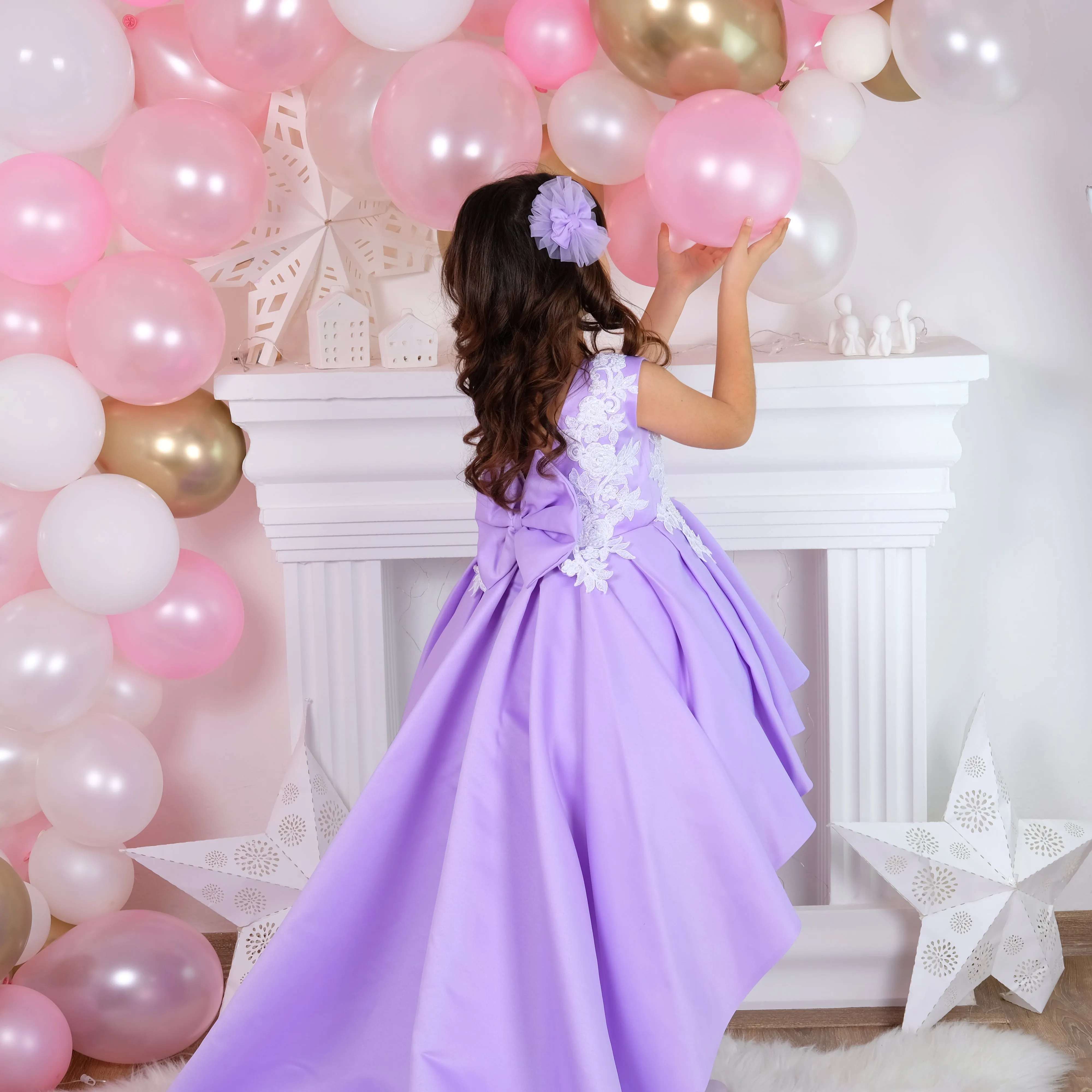 Bonita girl dress high low lilac