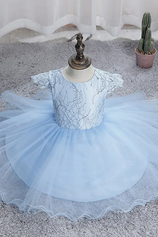 Cap Sleeve Tulle Girls Dress Flower Dress for Kids