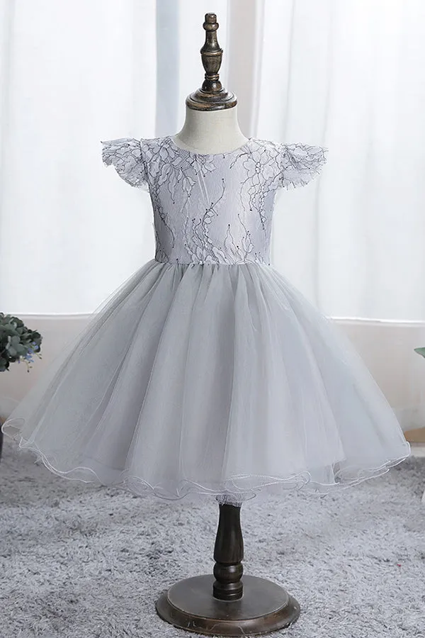 Cap Sleeve Tulle Girls Dress Flower Dress for Kids