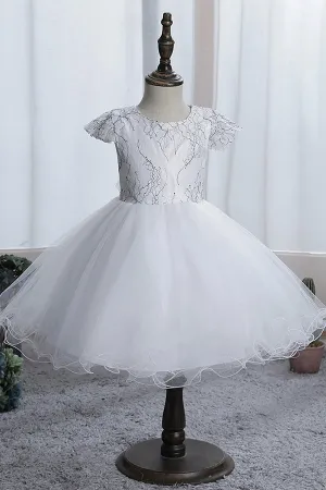 Cap Sleeve Tulle Girls Dress Flower Dress for Kids
