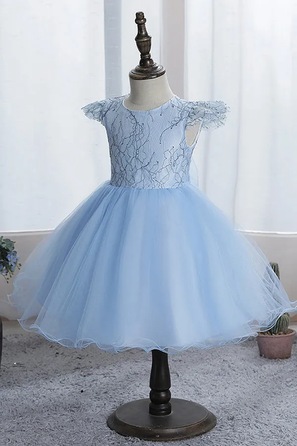 Cap Sleeve Tulle Girls Dress Flower Dress for Kids