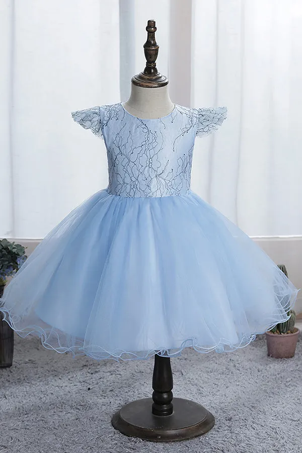 Cap Sleeve Tulle Girls Dress Flower Dress for Kids