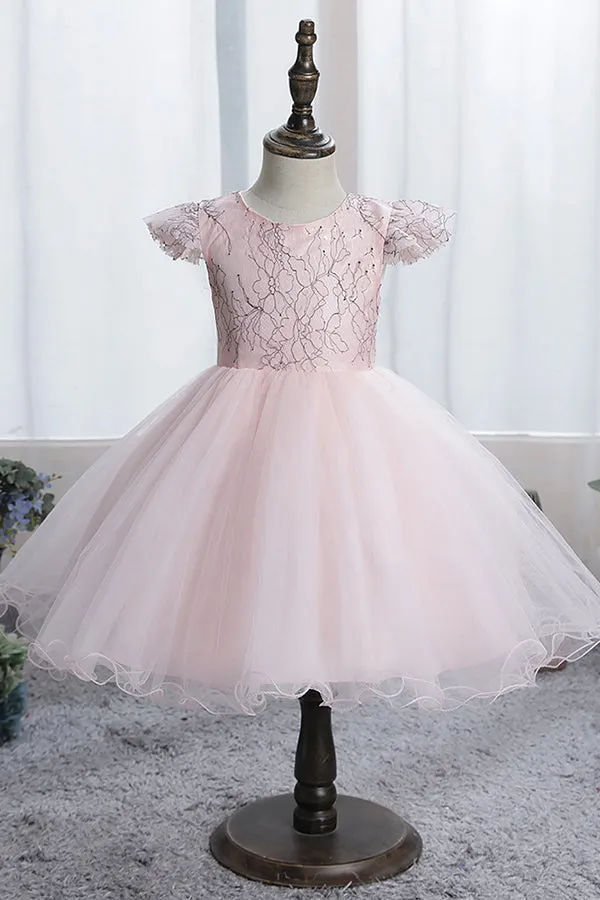 Cap Sleeve Tulle Girls Dress Flower Dress for Kids