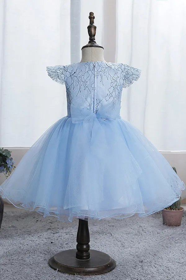 Cap Sleeve Tulle Girls Dress Flower Dress for Kids