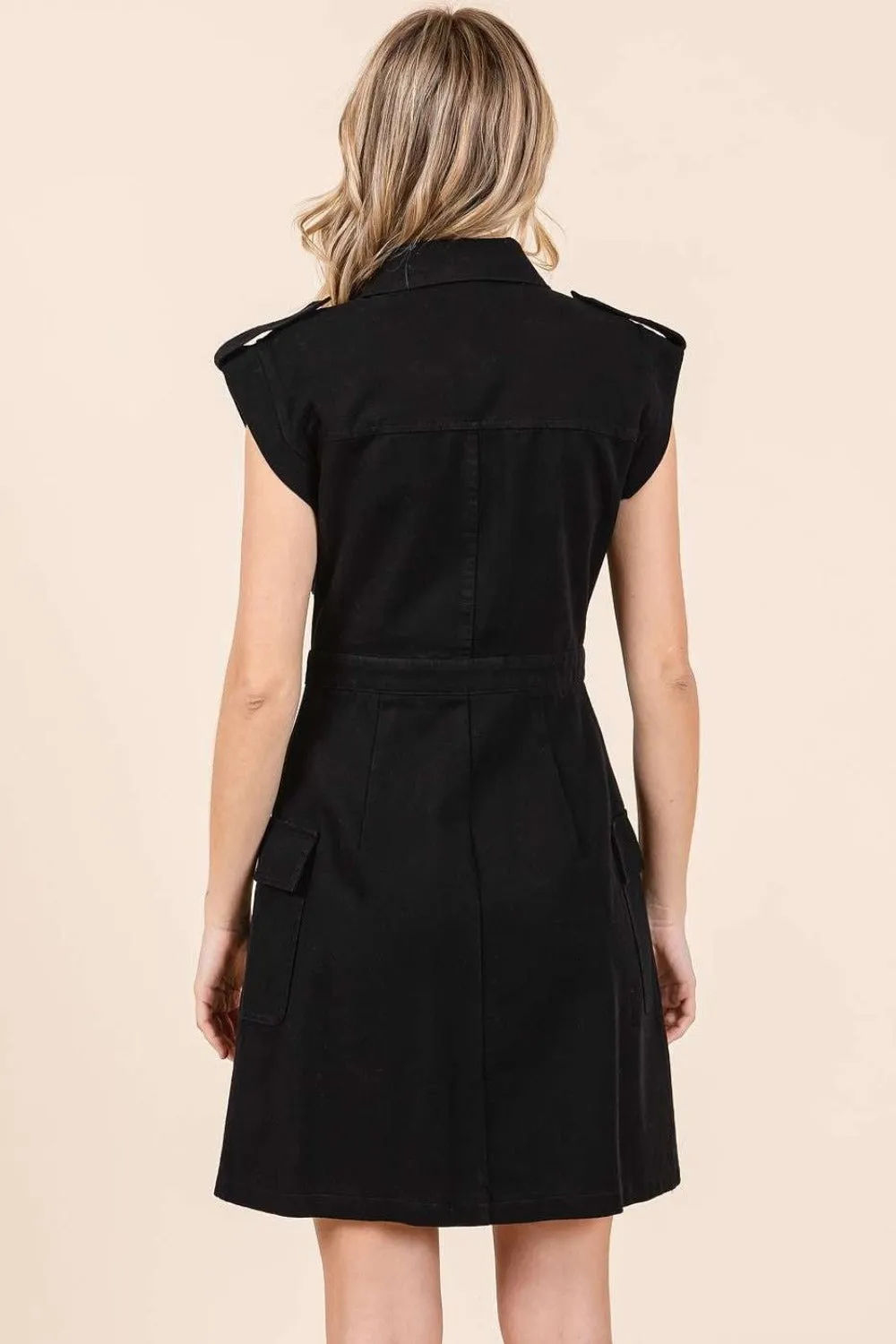 Cargo Pocket Half Button Mini Resort Dress