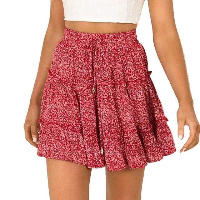 Casual High Waist Bohemian Skirt