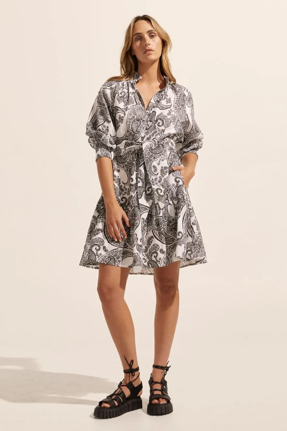 cater dress - black paisley