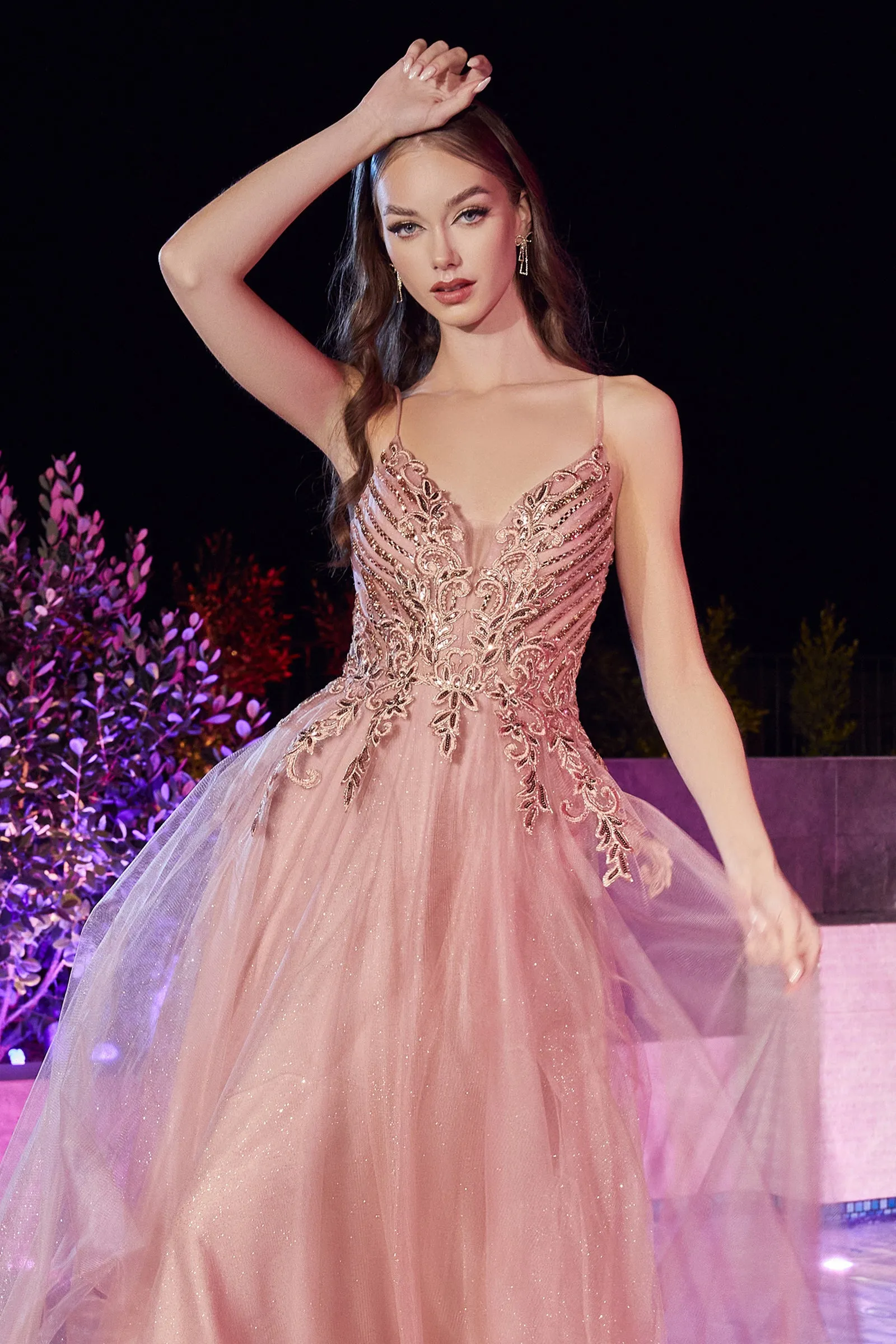 CINDERELLA DIVINE CD874 A-Line Sleeveless Tulle Gown