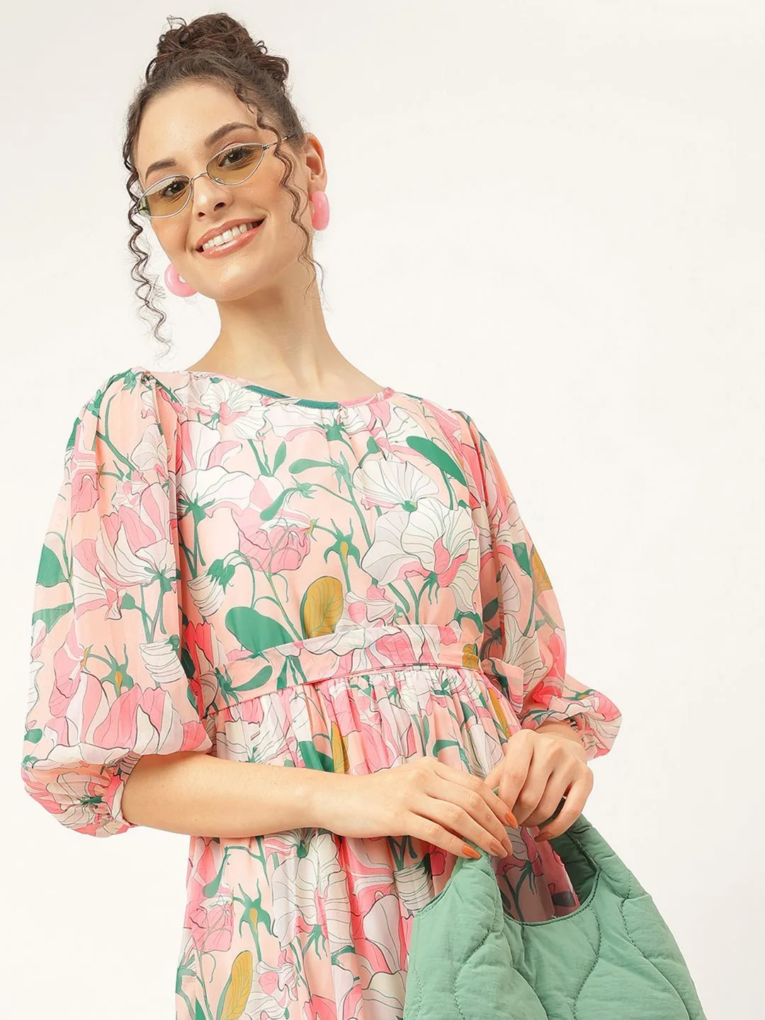 Cosmos Peach Floral Dress