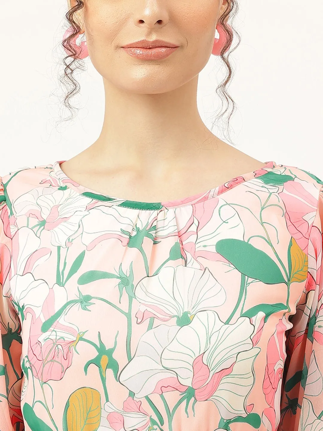 Cosmos Peach Floral Dress